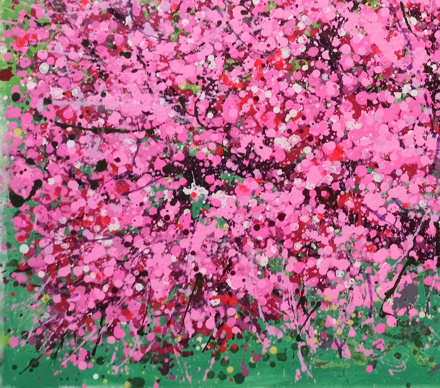 Fiori di ciliegio in fiore, Pittura, Acrilico su tela in vendita 1