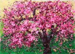 Cherry blossoms bloom, Painting, Acrylic on Canvas
