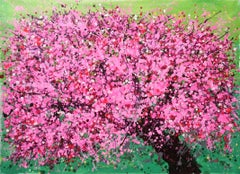 Cherry blossoms bloom, Painting, Acrylic on Canvas