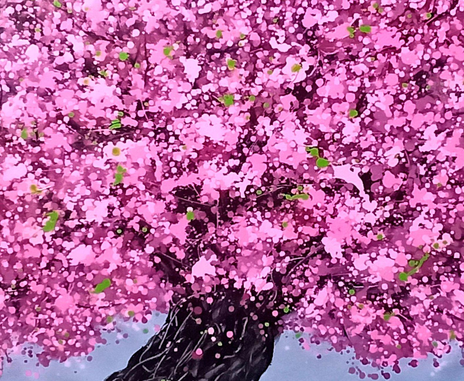 SAKURA - Fleur de cerisier, Peinture, Acrylique sur toile - Impressionnisme Painting par Hoang Phuong
