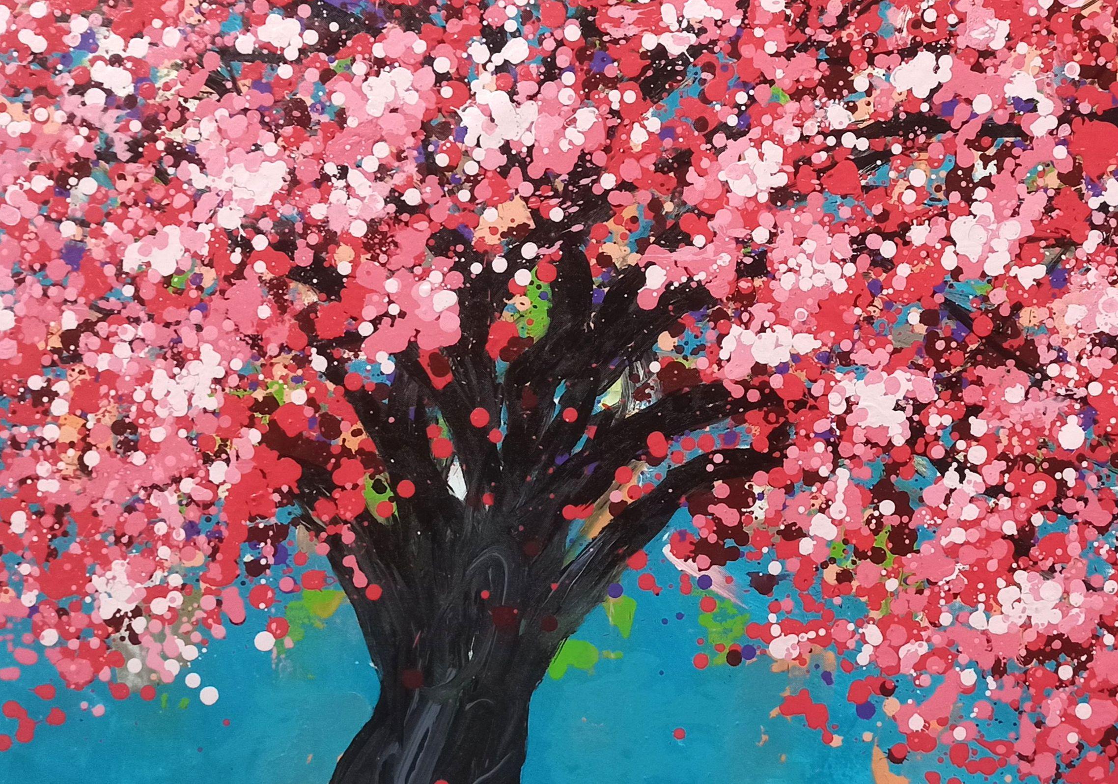 SAKURA - Kirschblüte, Gemälde, Acryl auf Leinwand (Expressionismus), Painting, von Hoang Phuong