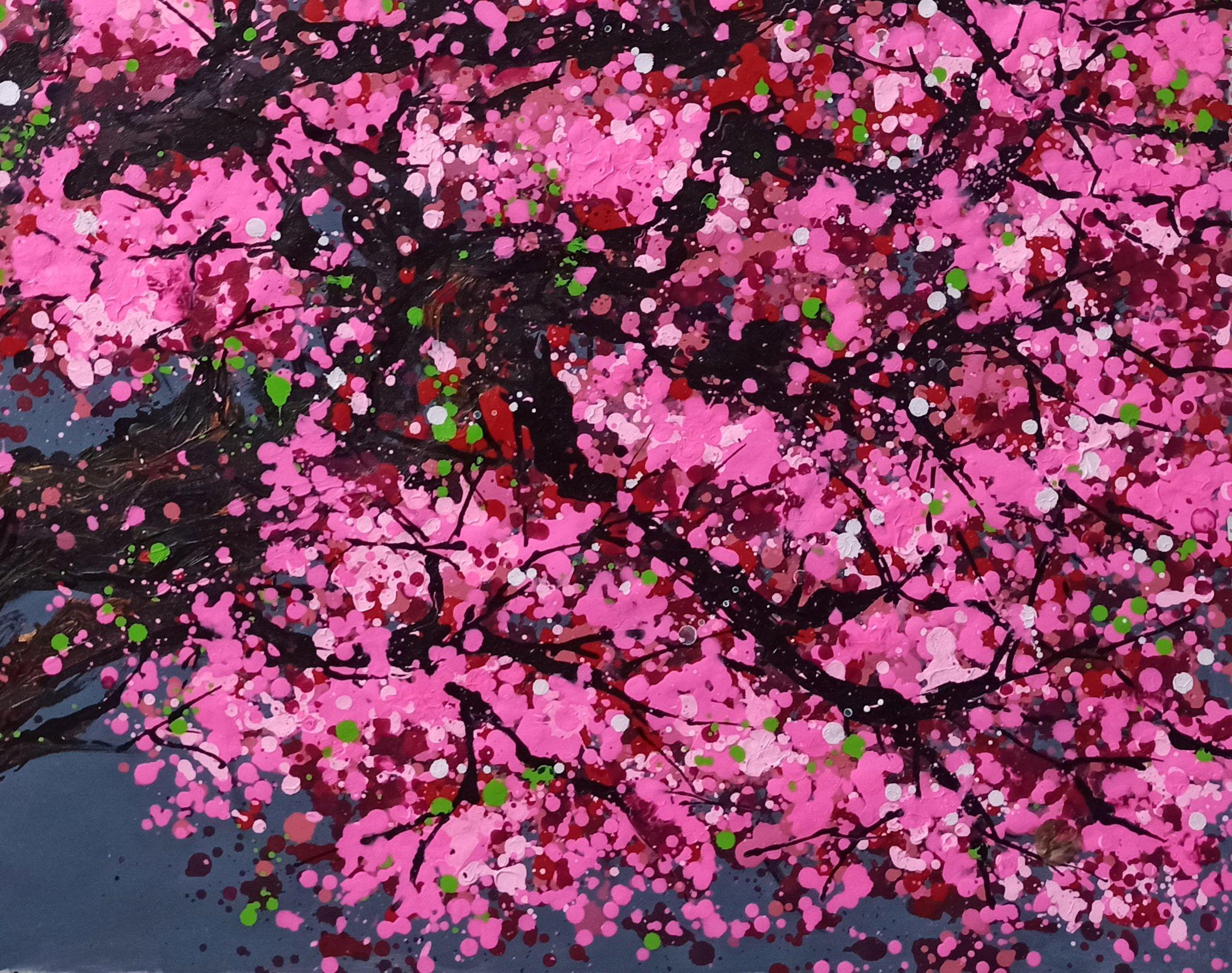 SAKURA - Fleur de cerisier, Peinture, Acrylique sur toile en vente 1