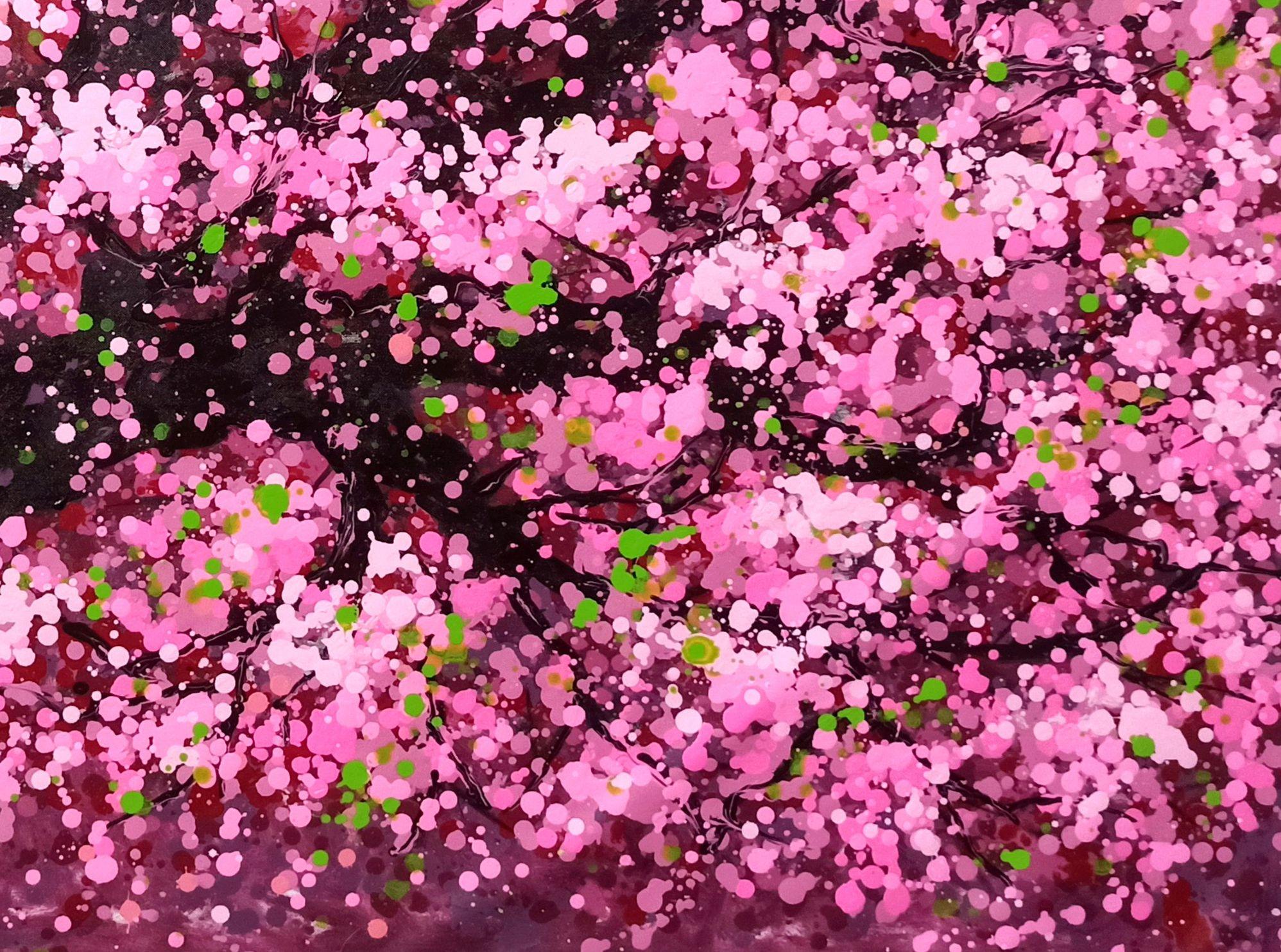 SAKURA- CHERRY BLOSSOM, Gemälde, Acryl auf Leinwand im Angebot 1