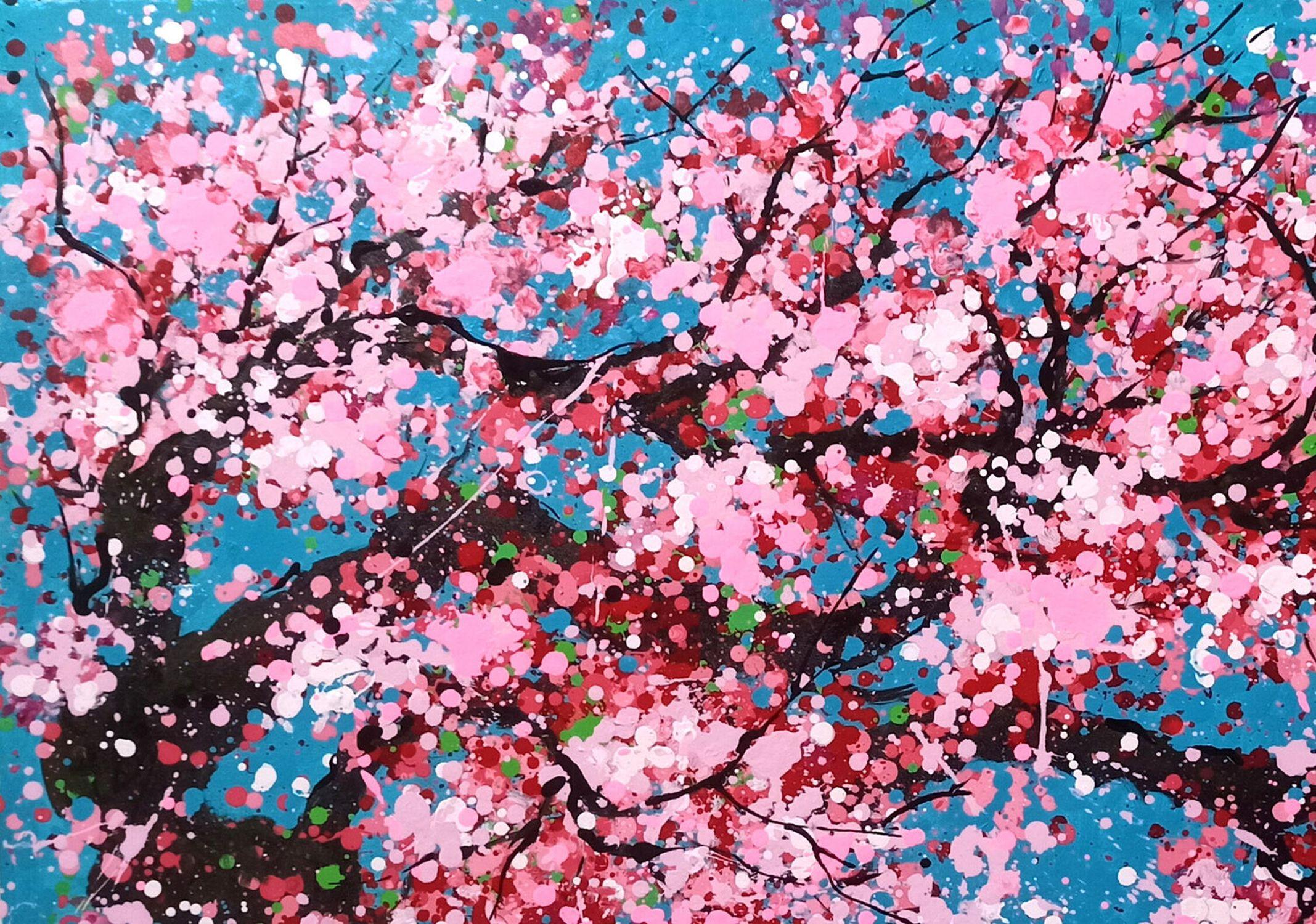 SAKURA - Kirschblüte, Gemälde, Acryl auf Leinwand im Angebot 1