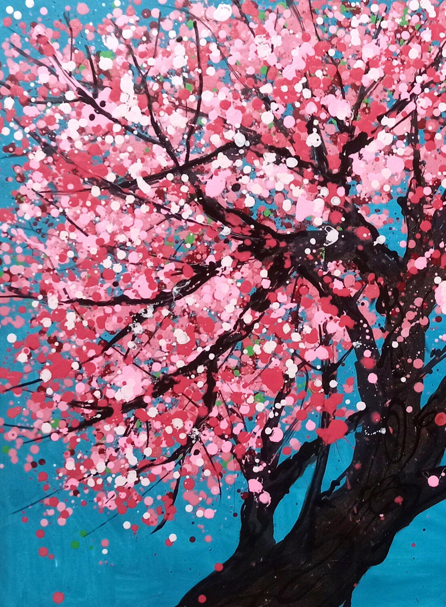 SAKURA - Kirschblüte, Gemälde, Acryl auf Leinwand im Angebot 1