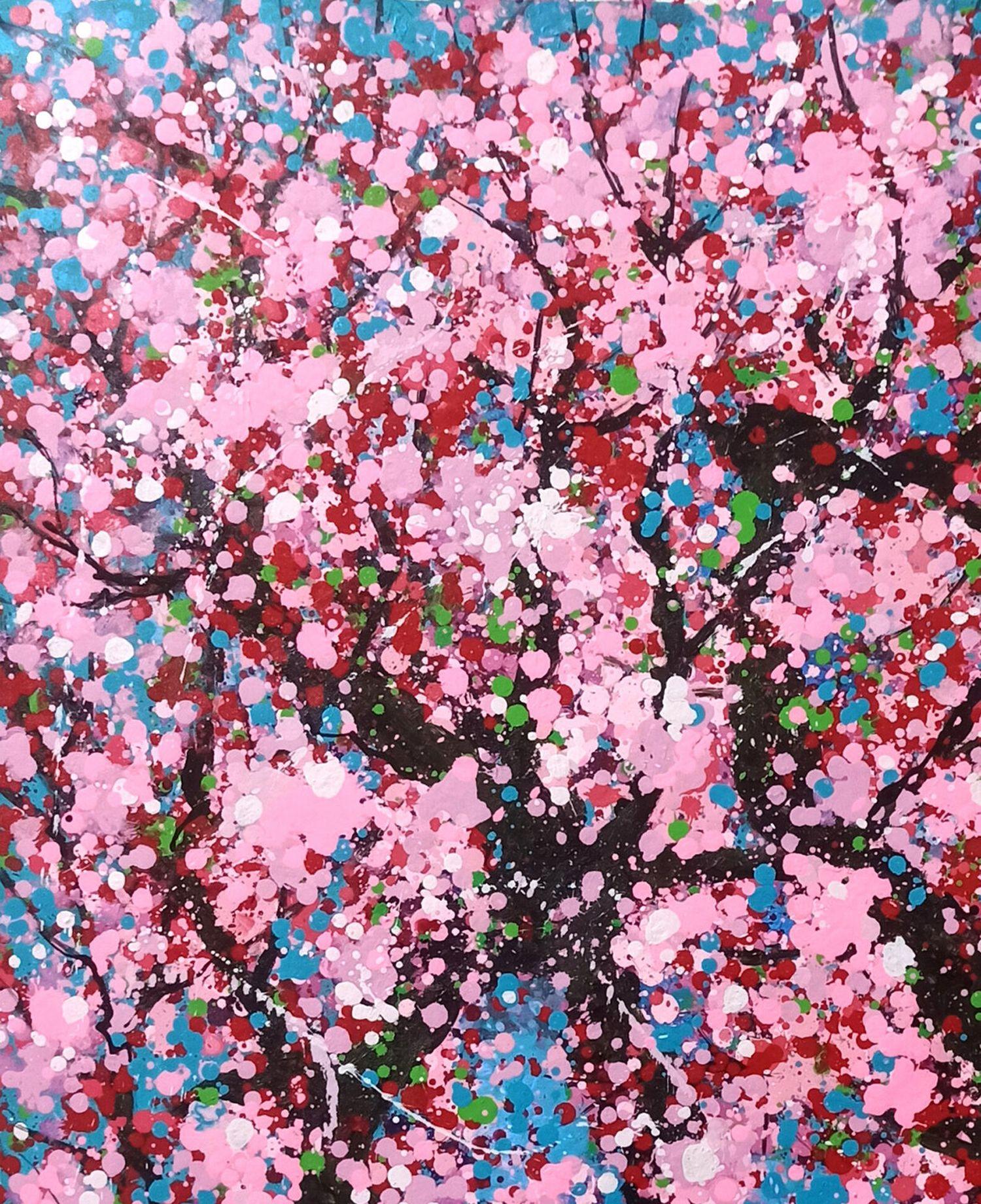 SAKURA - Fleur de cerisier, Peinture, Acrylique sur toile en vente 1