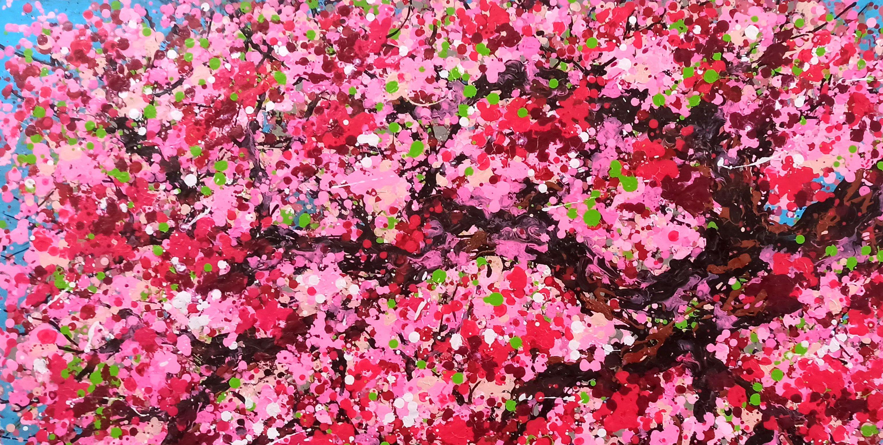 SAKURA - Fleur de cerisier, Peinture, Acrylique sur toile en vente 2