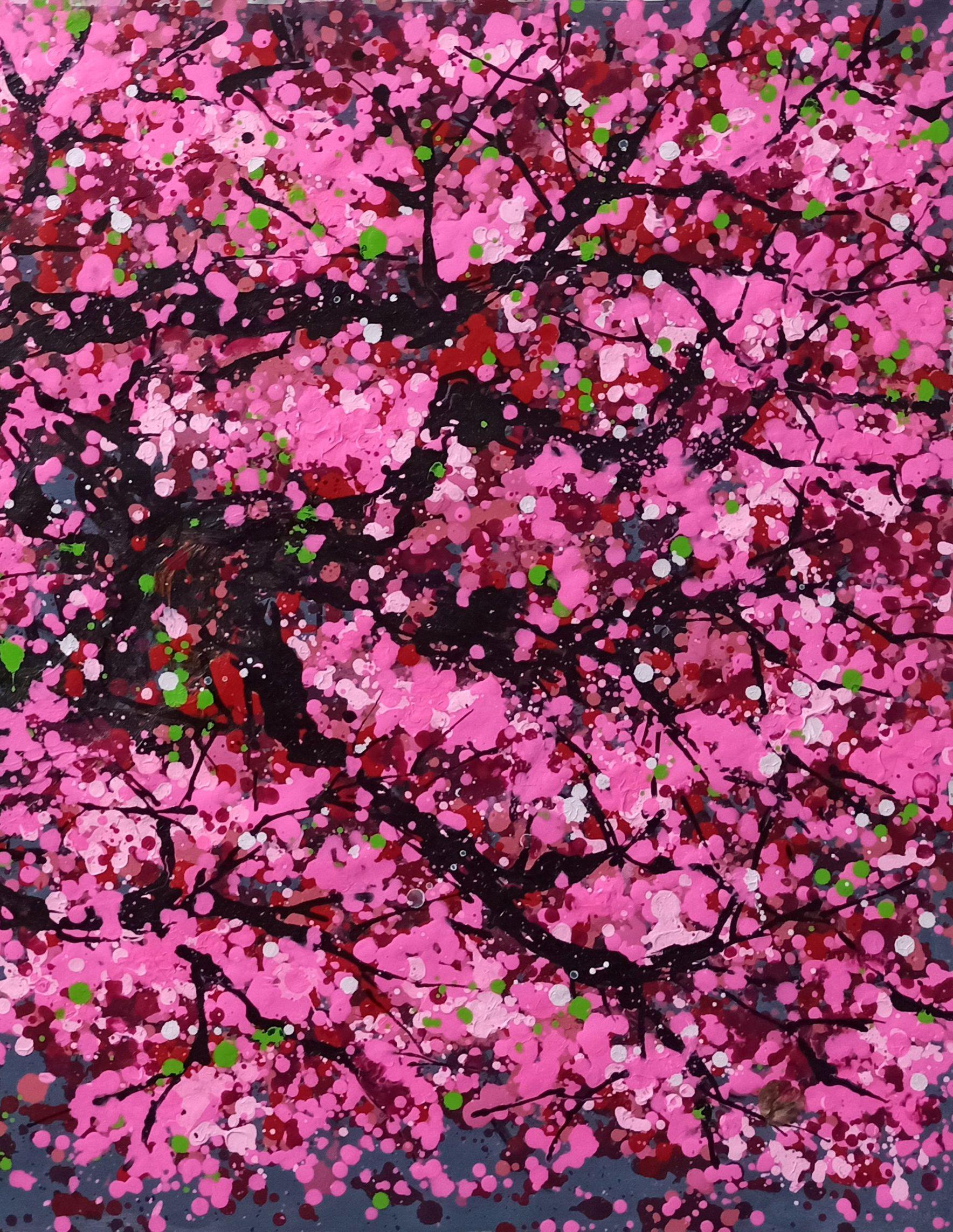 SAKURA - Fleur de cerisier, Peinture, Acrylique sur toile en vente 2