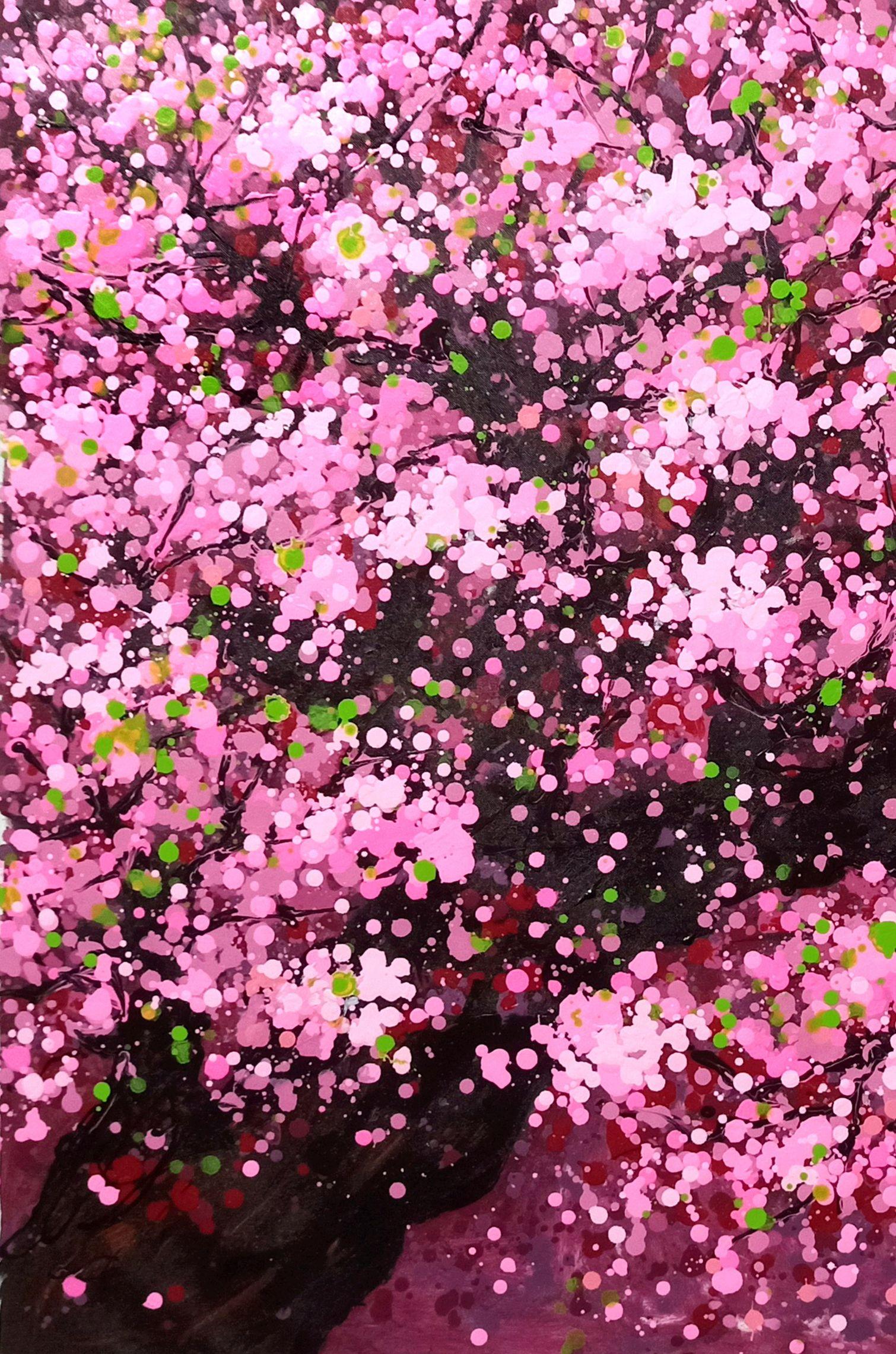 SAKURA- CHERRY BLOSSOM, Gemälde, Acryl auf Leinwand im Angebot 2