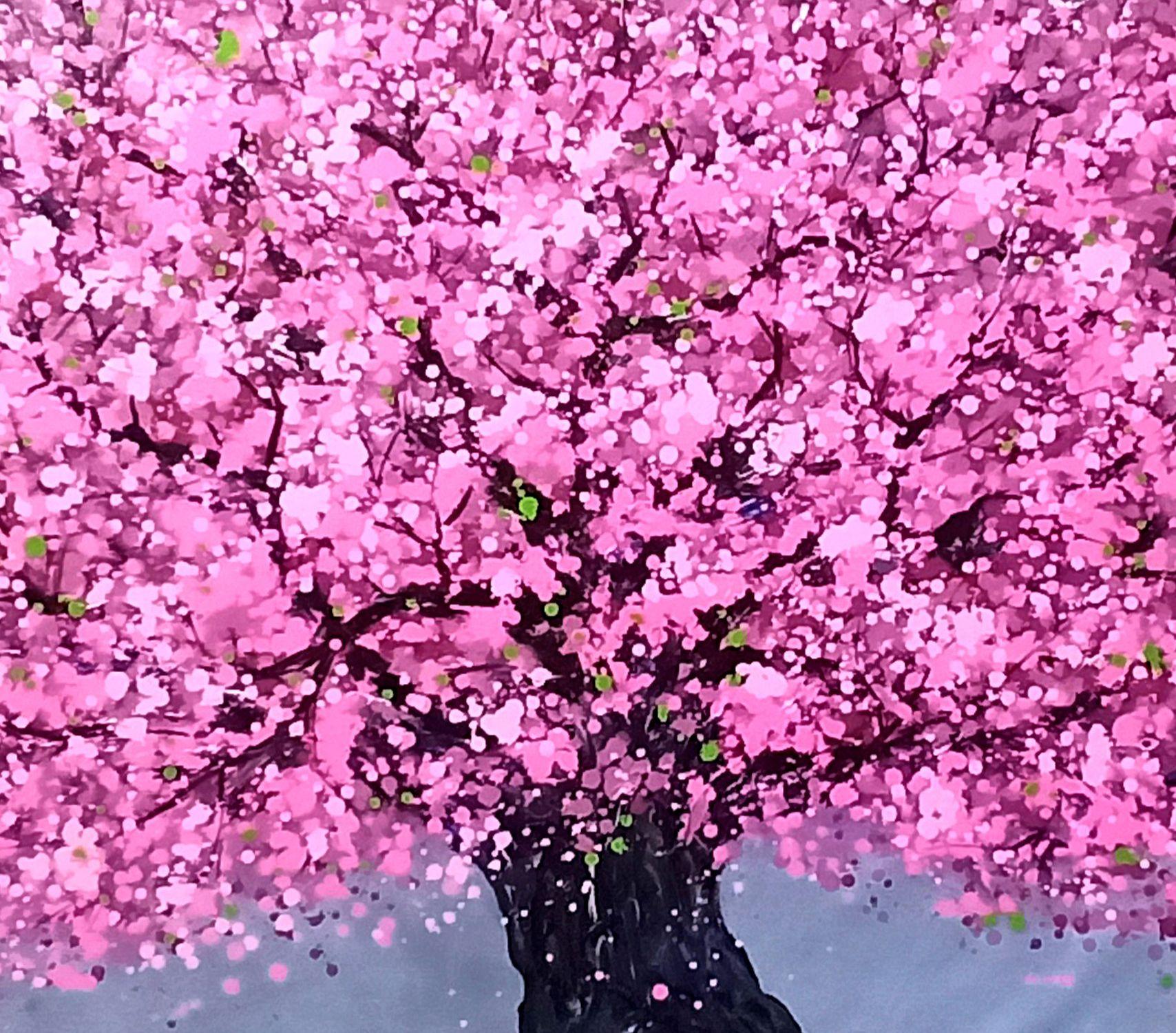 SAKURA - Ciliegio in fiore, Pittura, Acrilico su tela in vendita 2