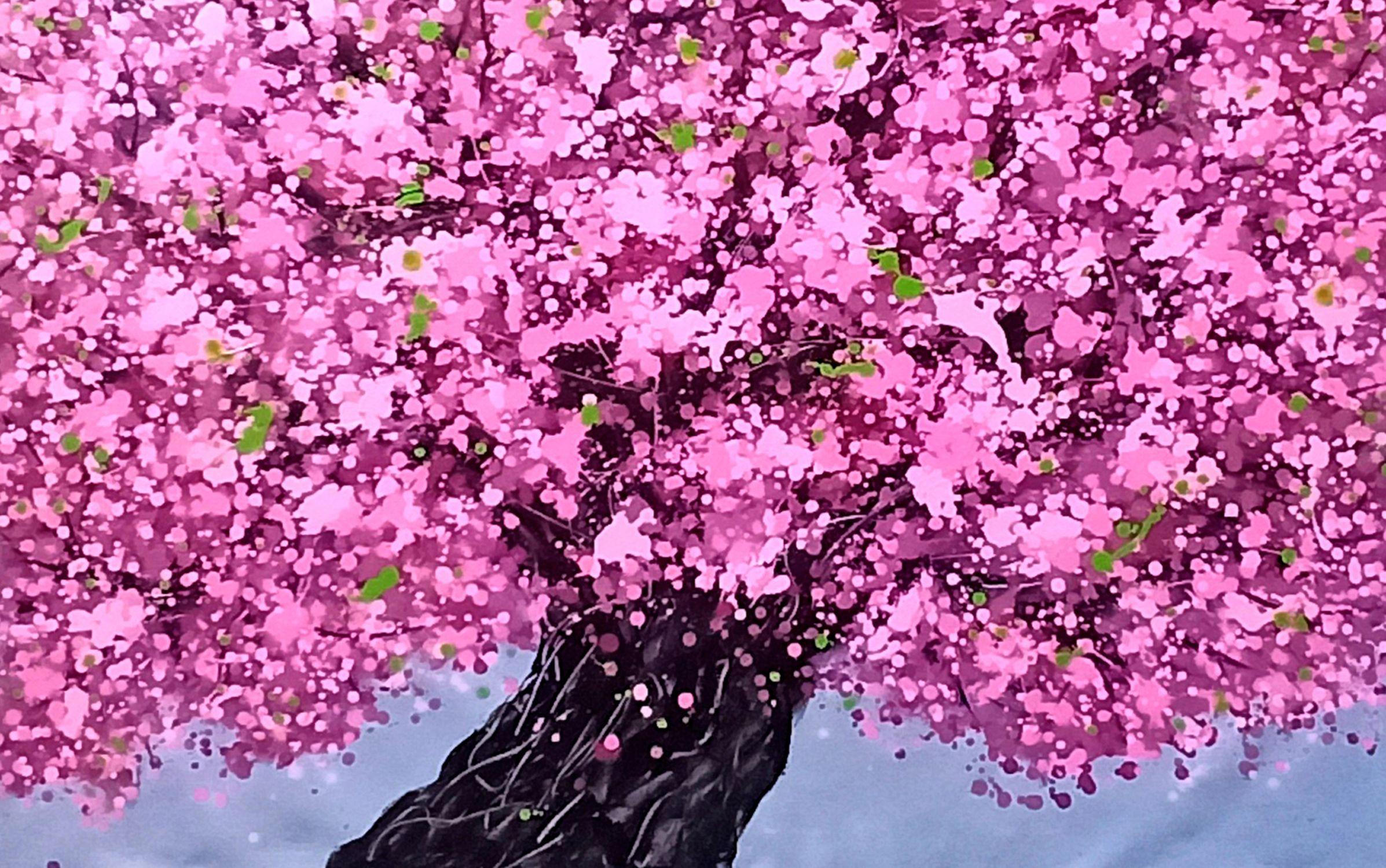 SAKURA - Fleur de cerisier, Peinture, Acrylique sur toile en vente 2