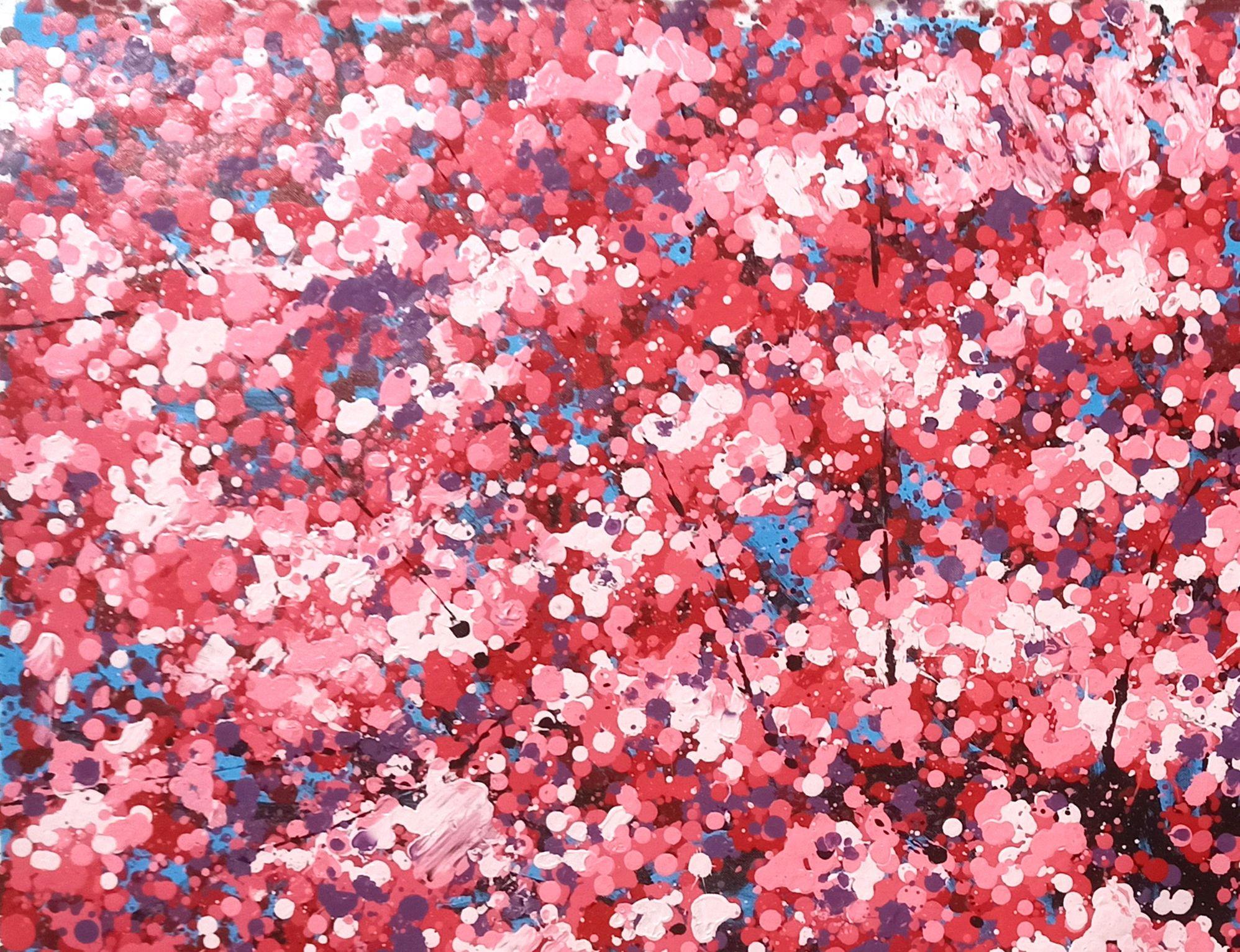 SAKURA - Ciliegio in fiore, Pittura, Acrilico su tela in vendita 2