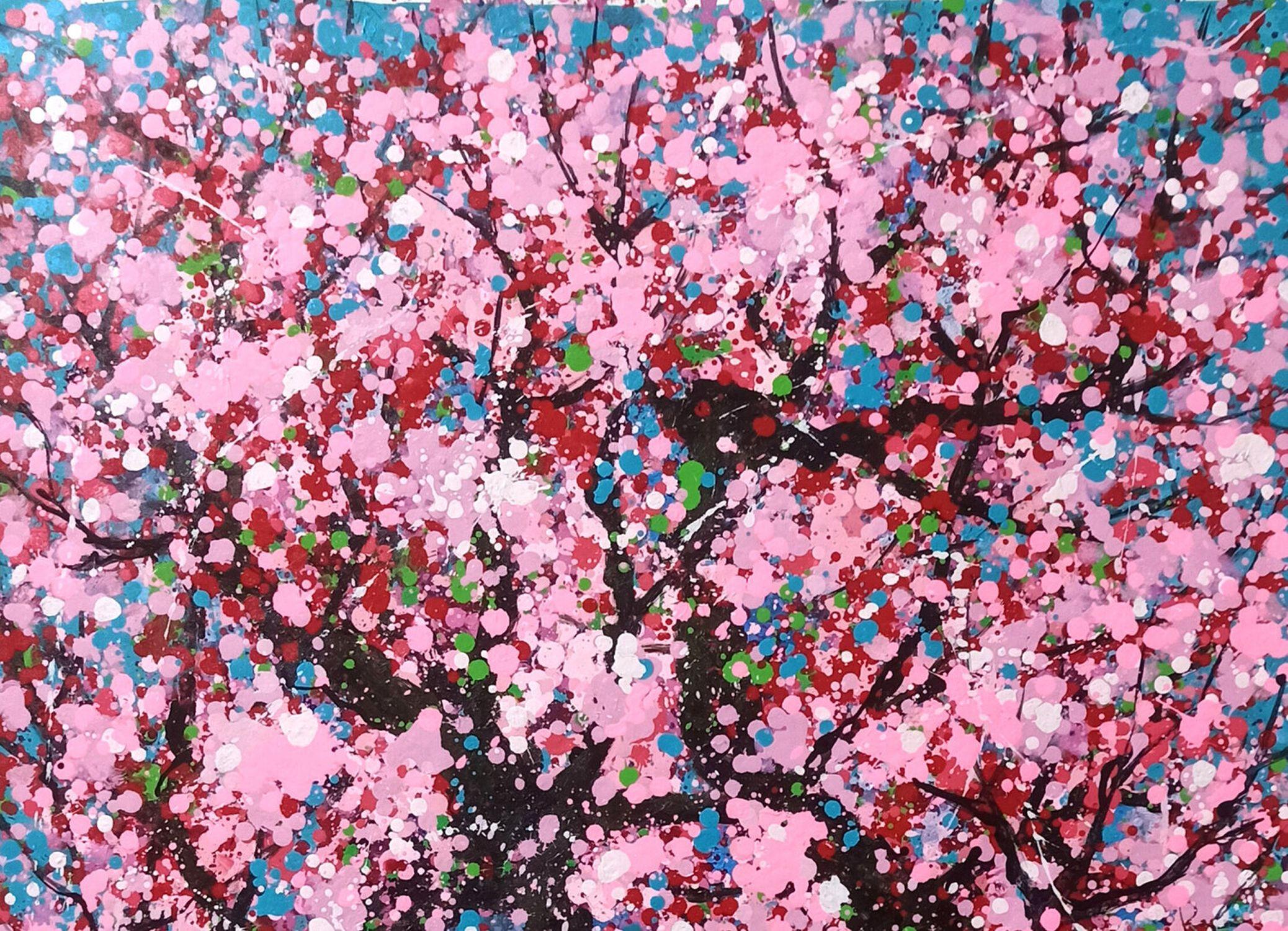SAKURA - Fleur de cerisier, Peinture, Acrylique sur toile en vente 2