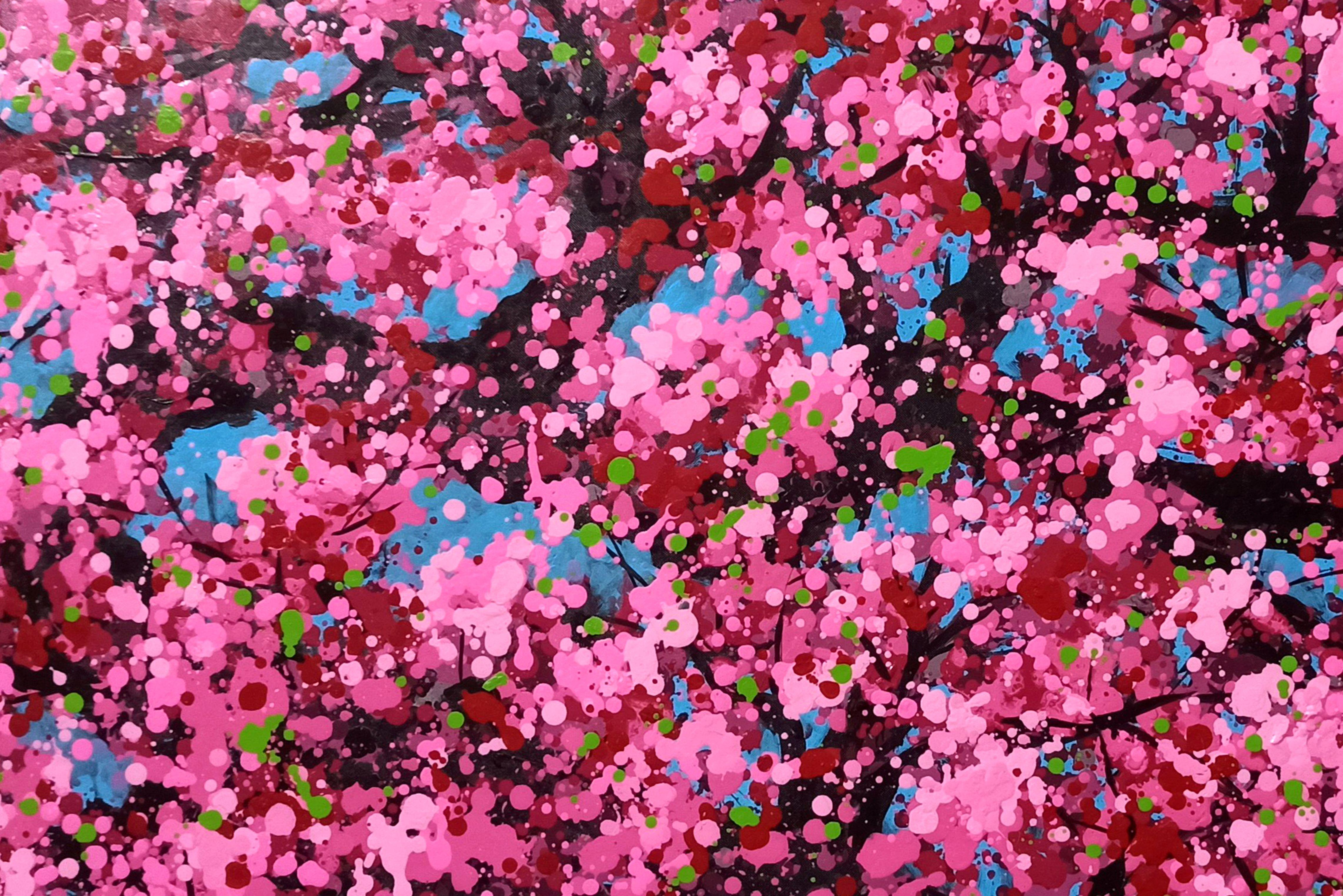 SAKURA - Fleur de cerisier, Peinture, Acrylique sur toile - Impressionnisme Painting par Hoang Phuong