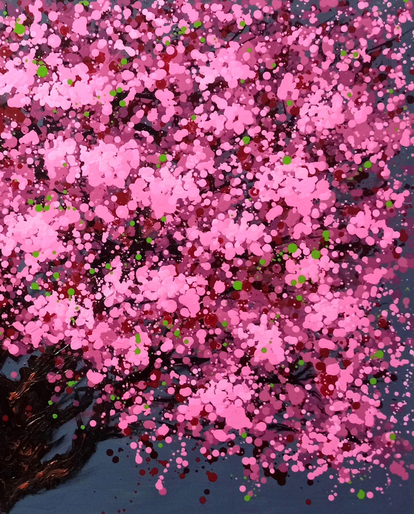 SAKURA - Fiori di ciliegio in fiore, Pittura, Acrilico su Tela in vendita 1