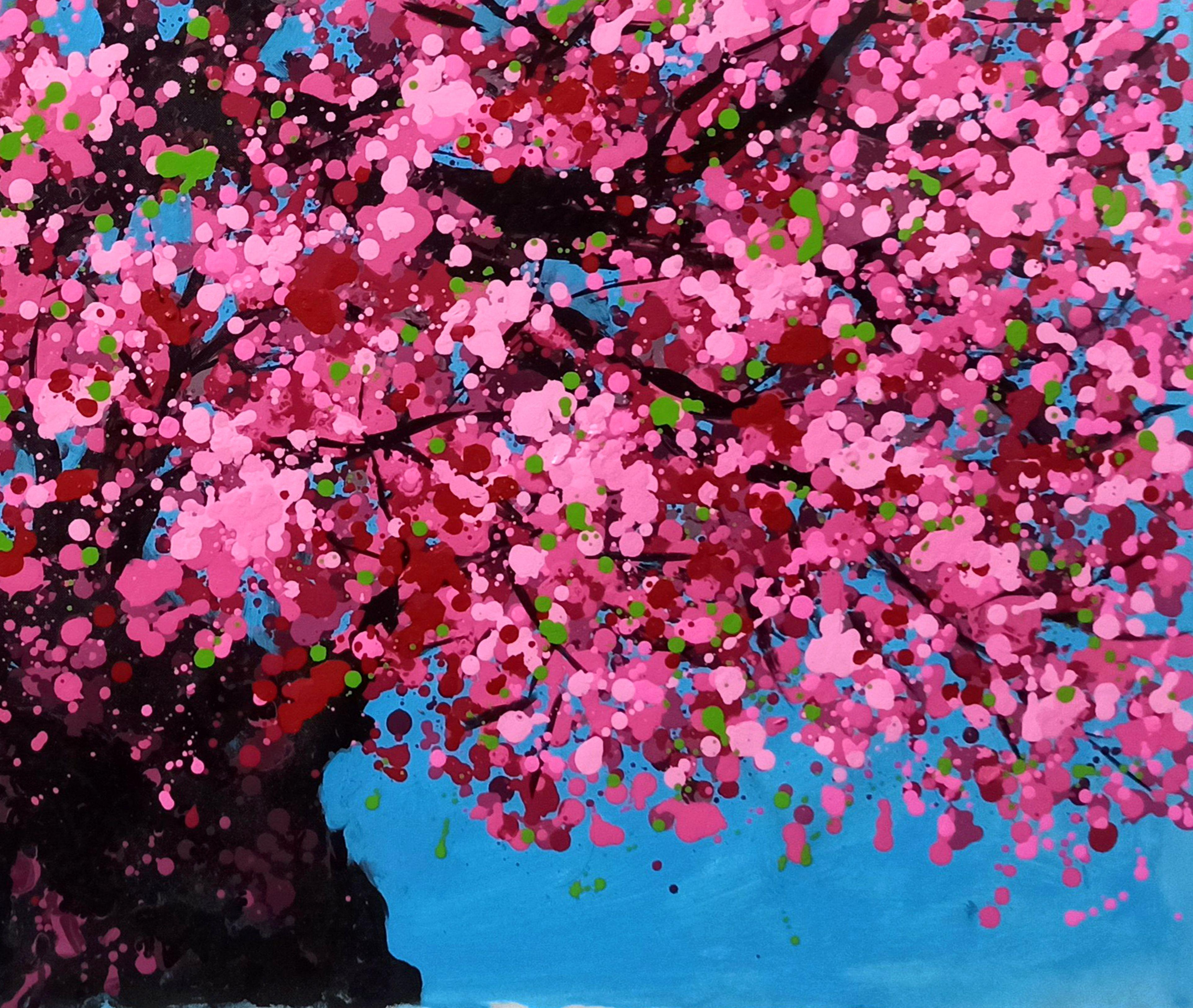 SAKURA - Fleur de cerisier, Peinture, Acrylique sur toile en vente 1