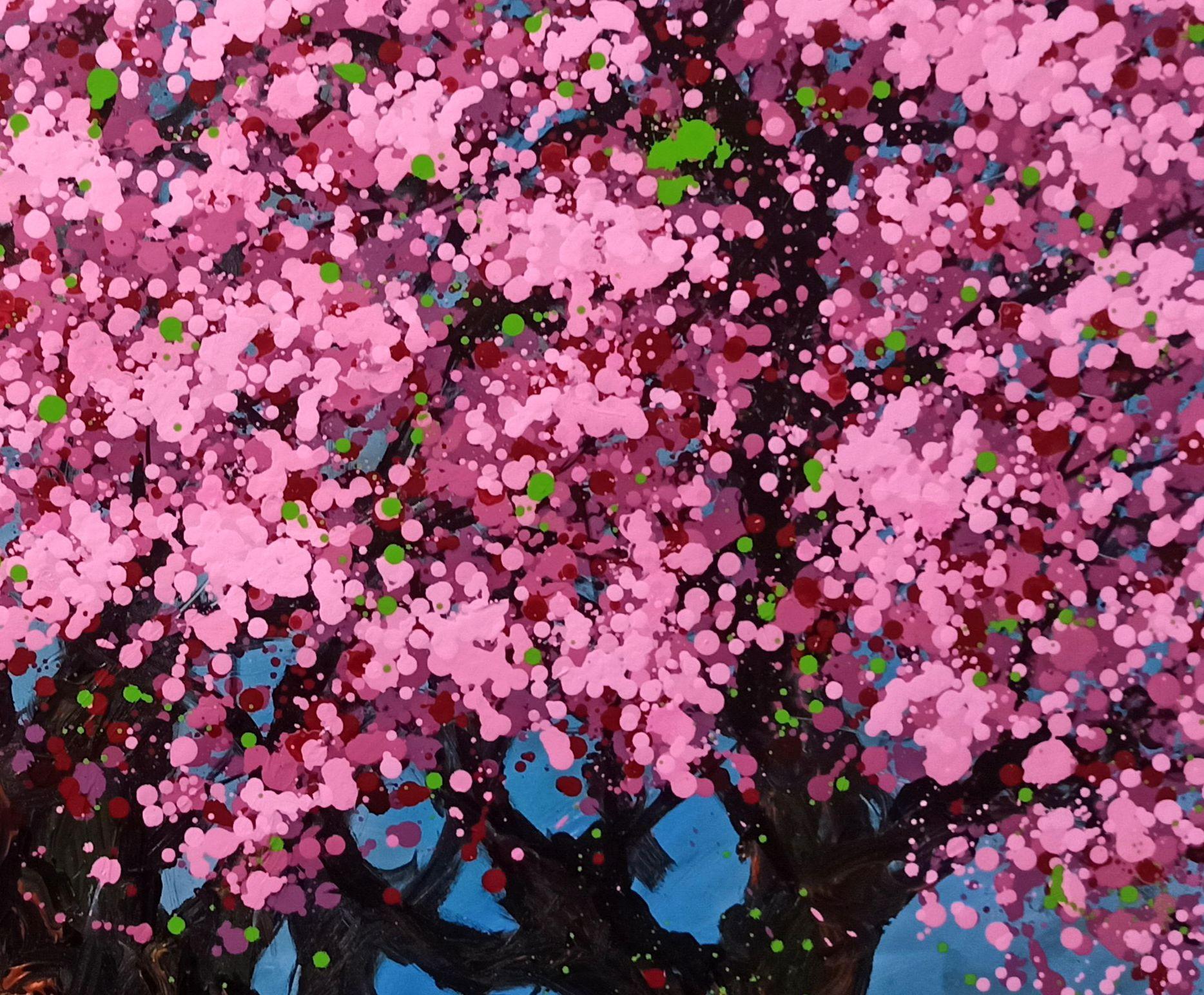 SAKURA - Fiori di ciliegio in fiore, Pittura, Acrilico su Tela in vendita 2