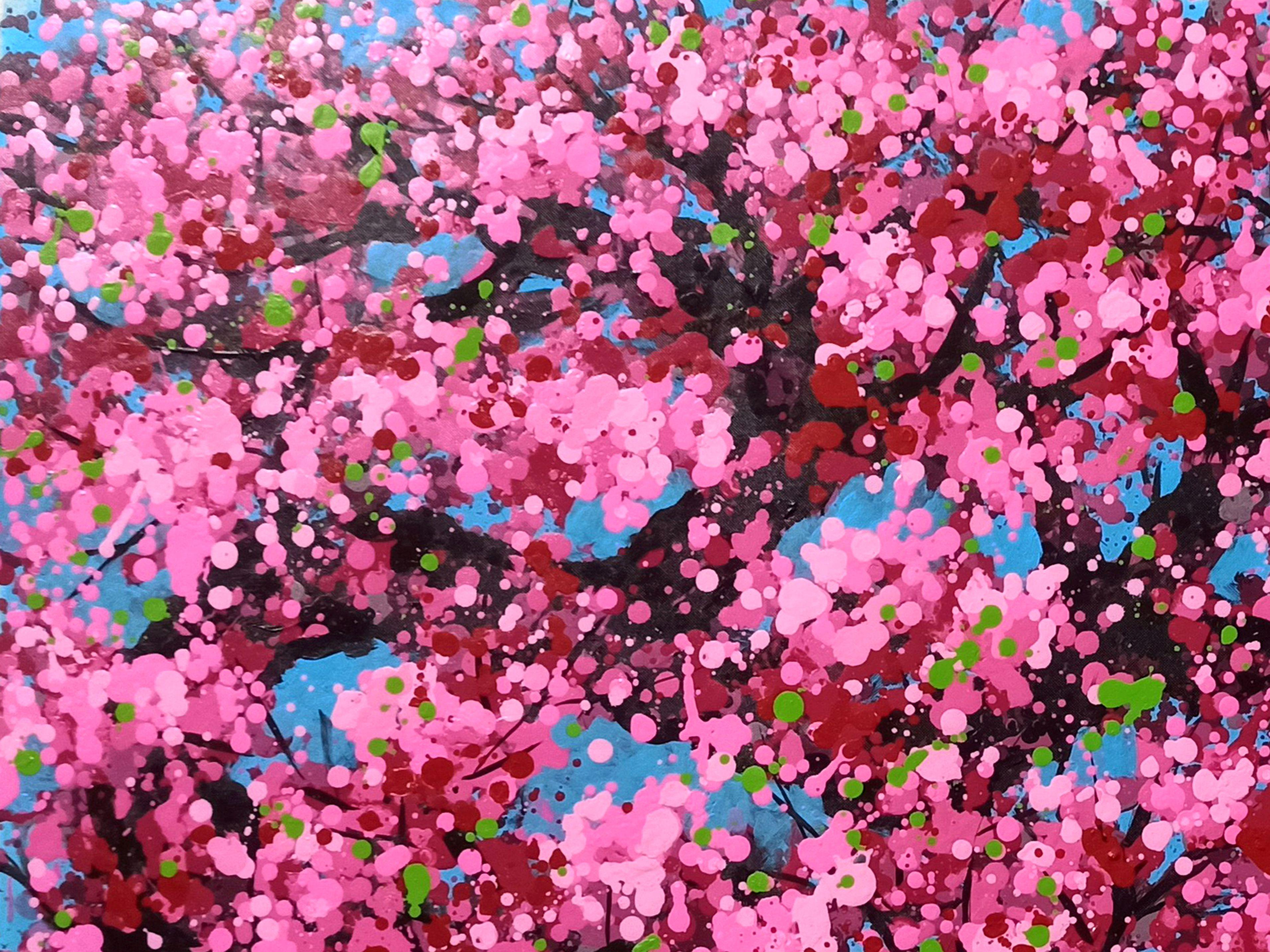 SAKURA - Fleur de cerisier, Peinture, Acrylique sur toile en vente 2