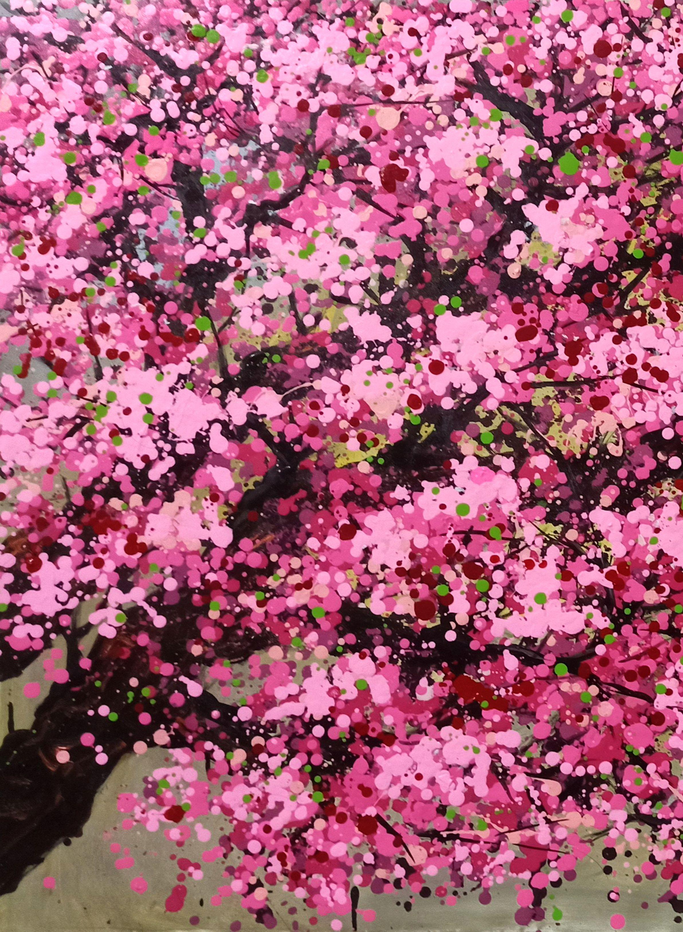 SAKURA - Fleur de cerisier, Peinture, Acrylique sur toile en vente 2