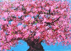 SAKURA - Cherry blossoms bloom, Painting, Acrylic on Canvas
