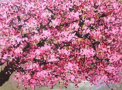 SAKURA - Cherry blossoms bloom, Painting, Acrylic on Canvas