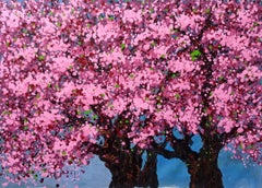 SAKURA - Cherry blossoms bloom, Painting, Acrylic on Canvas