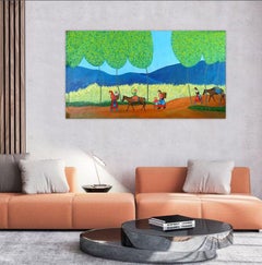 Spring sunshine in the highlands, Painting, Acrylic on Canvas