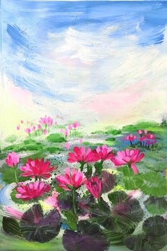 Water lily, Painting, Acrylic on Canvas