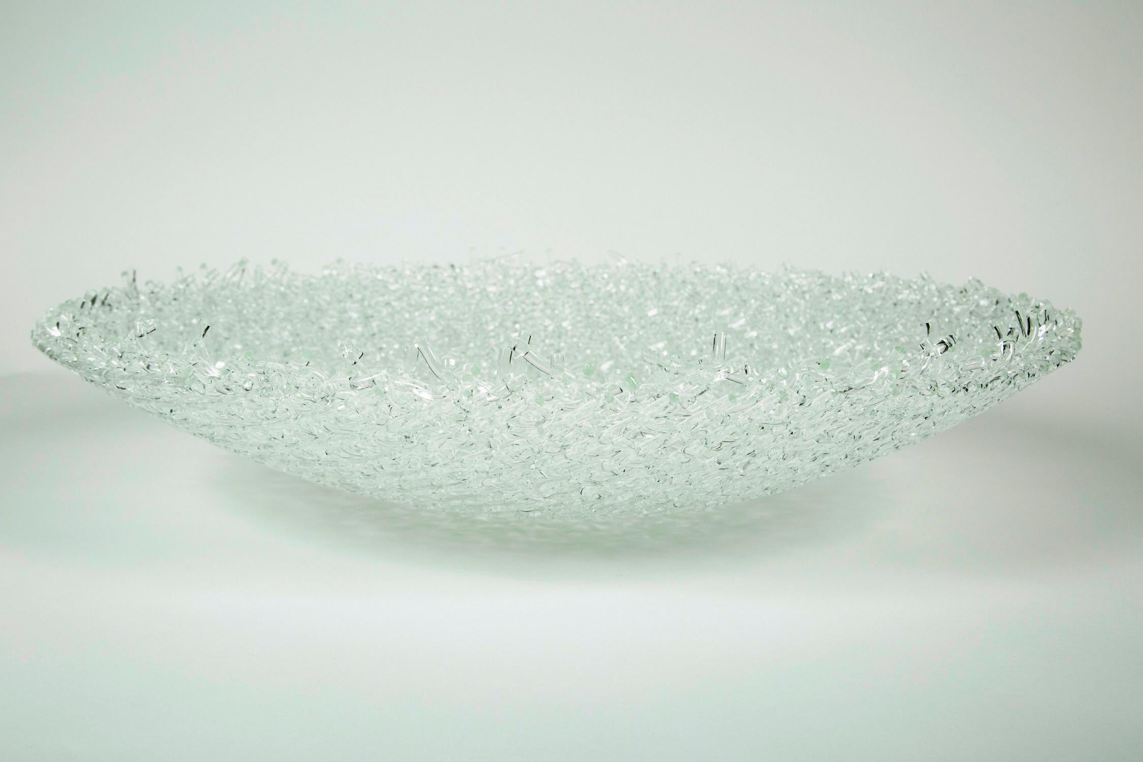 British Hoarfrost, a Unique Woven Clear Glass sculptural Centrepiece by Cathryn Shilling