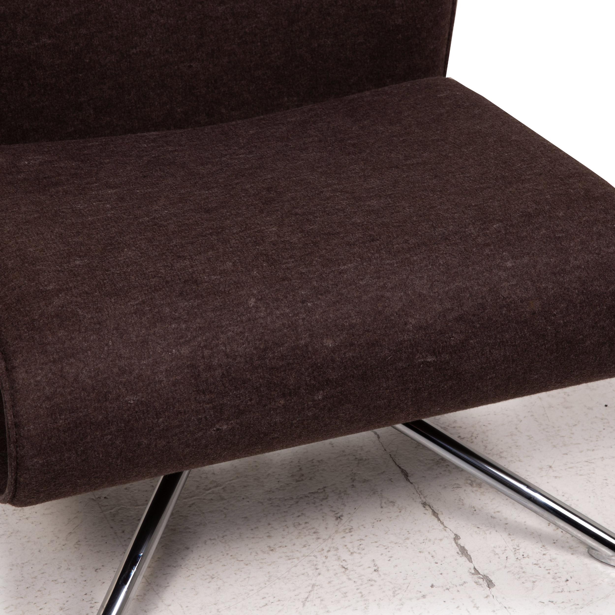 Modern HOB Easychair by VERTIJET for COR Designer Armchair, Felt Fabric, Brown, Molded