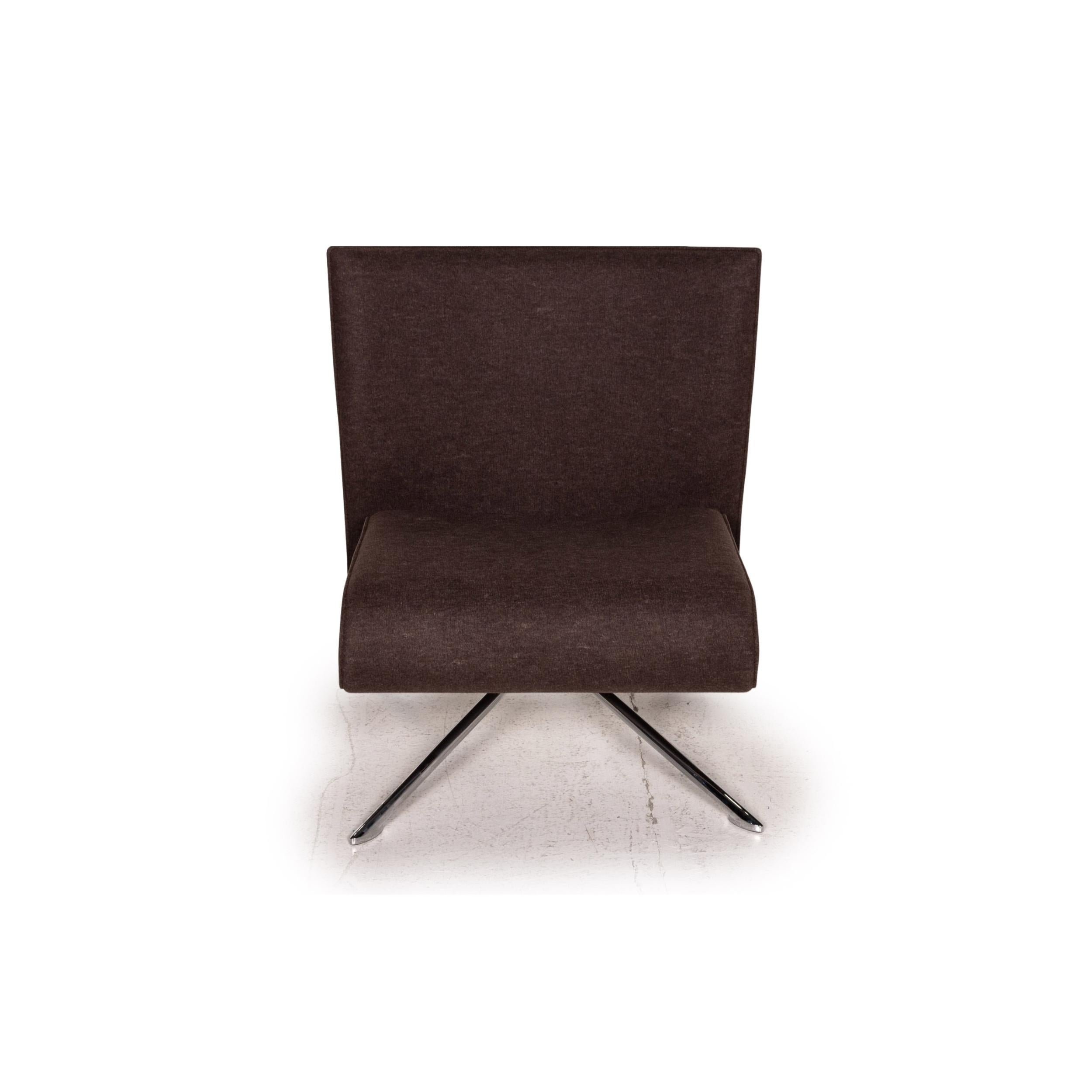 Contemporary HOB Easychair by VERTIJET for COR Designer Armchair, Felt Fabric, Brown, Molded