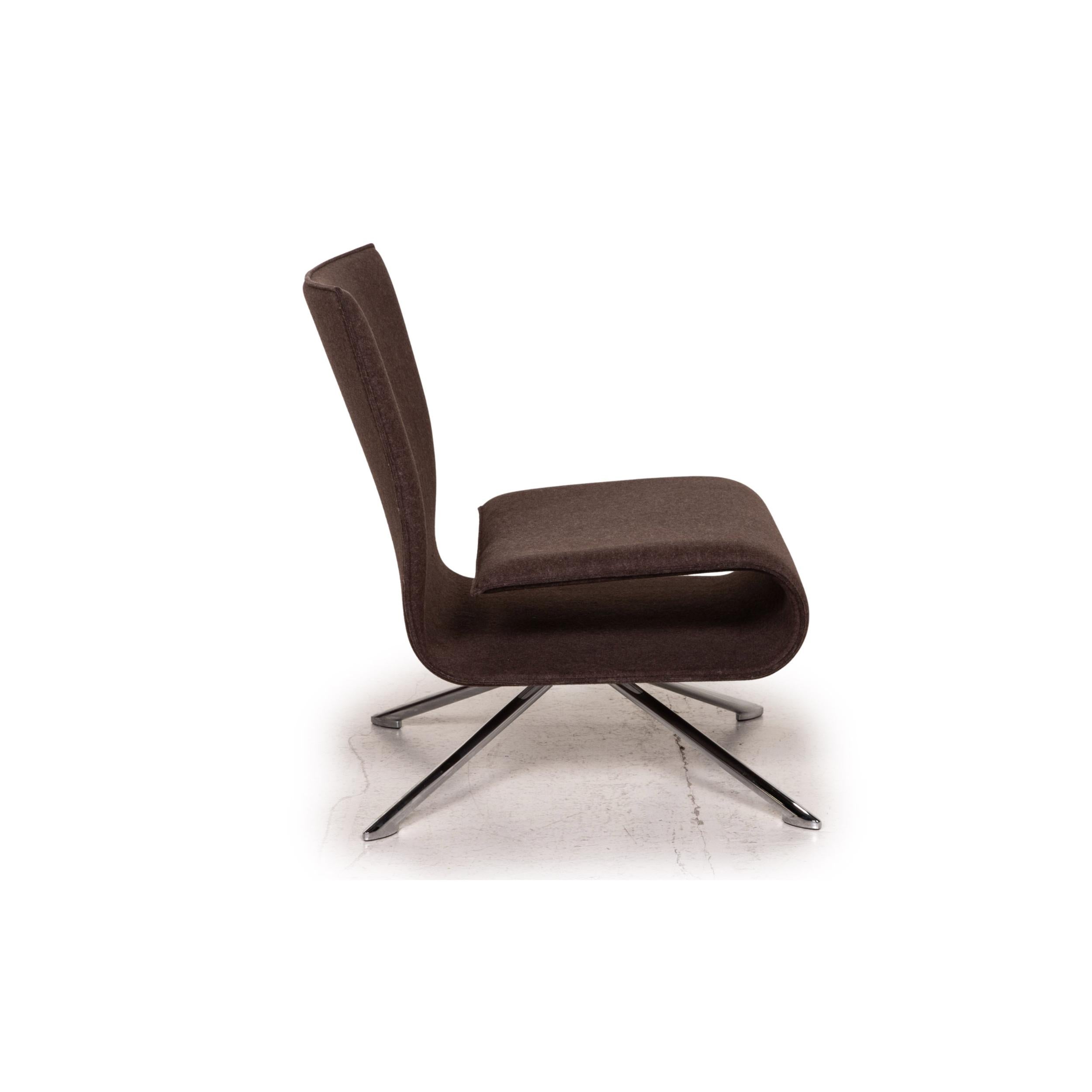 HOB Easychair by VERTIJET for COR Designer Armchair, Felt Fabric, Brown, Molded 1