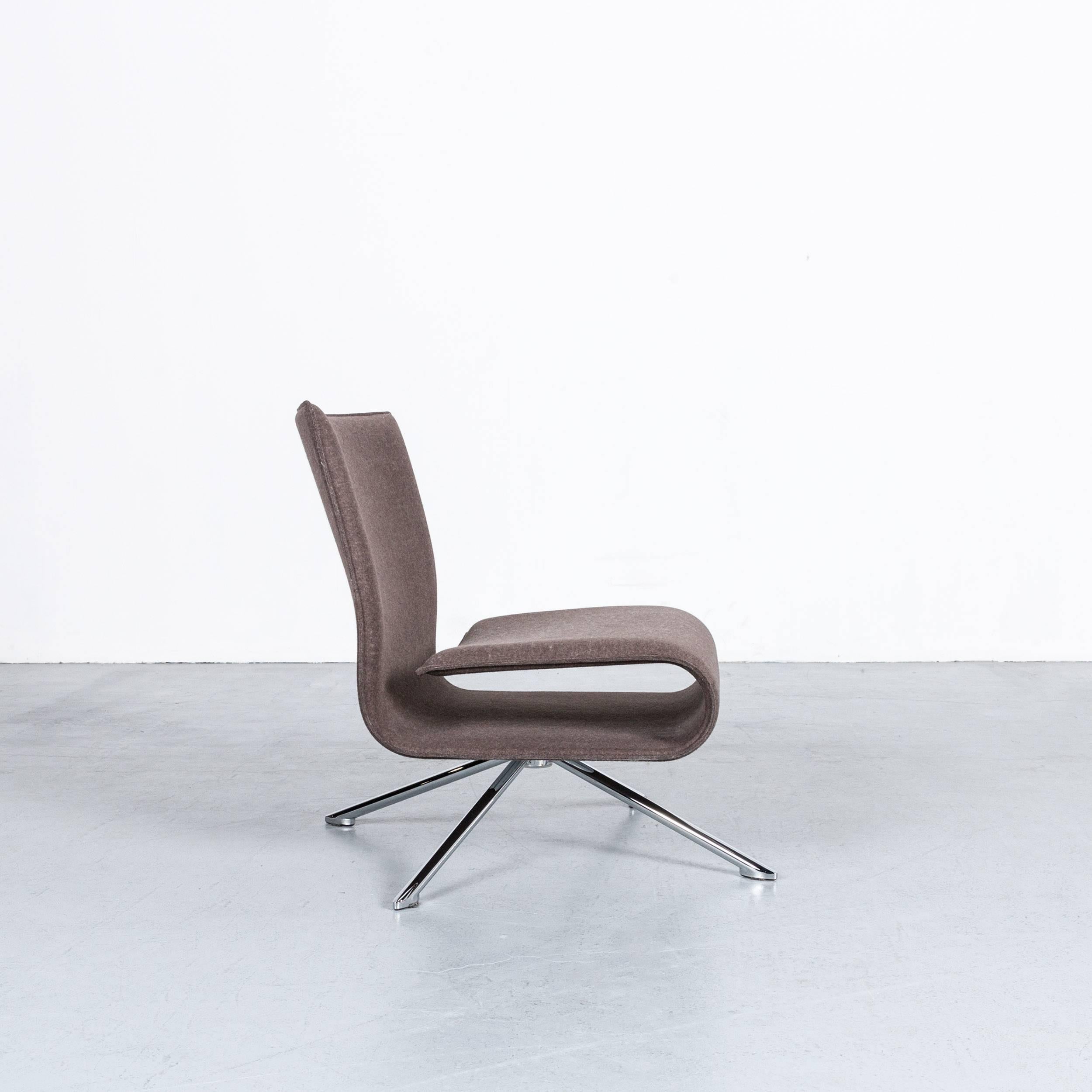 Hob Easychair by Vertijet for COR Designer Chair Brown Felt Fabric Wood Chrome For Sale 2