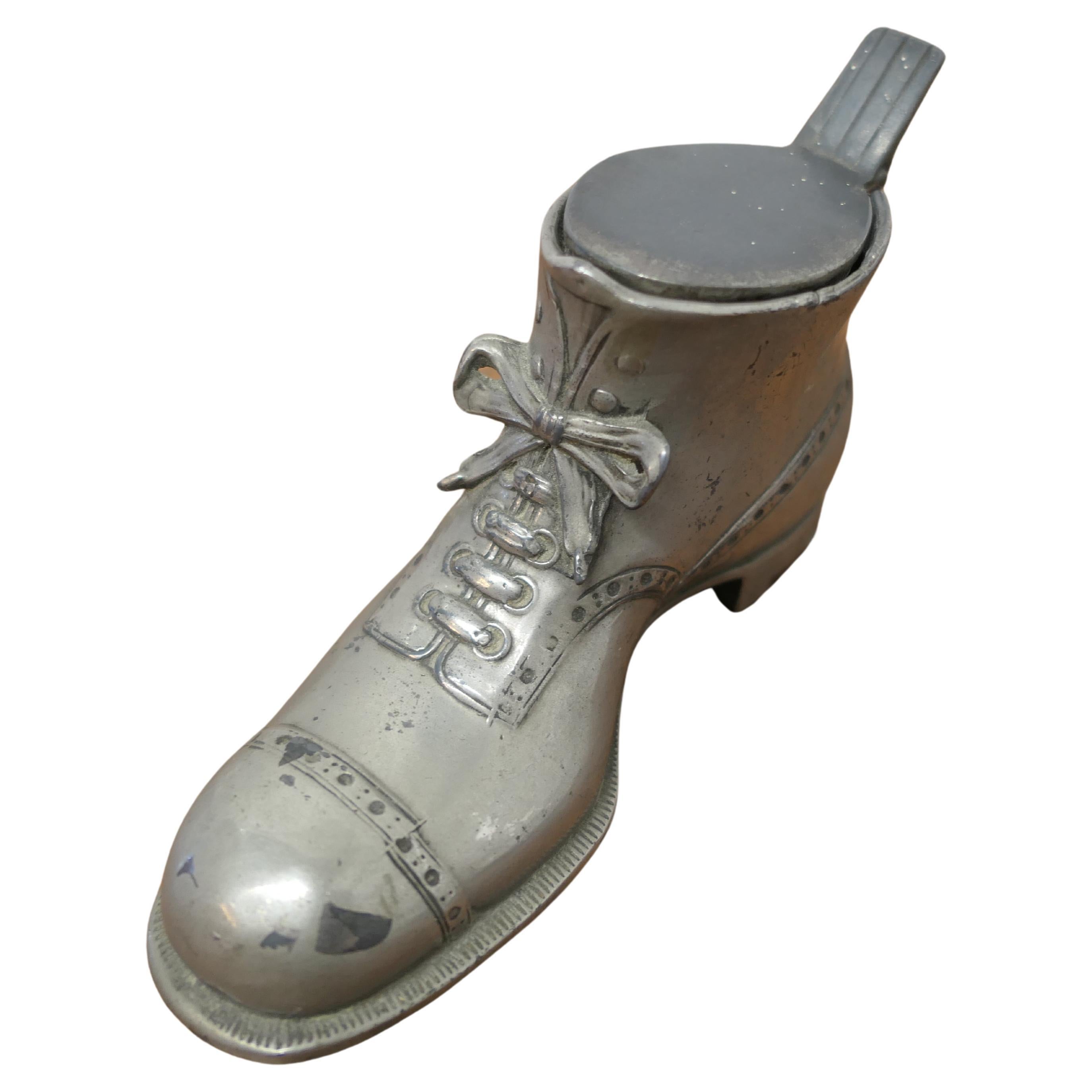 Hob Nail Boot Shaped Inkwell Stand   This is a quirky desk top inkwell  For Sale