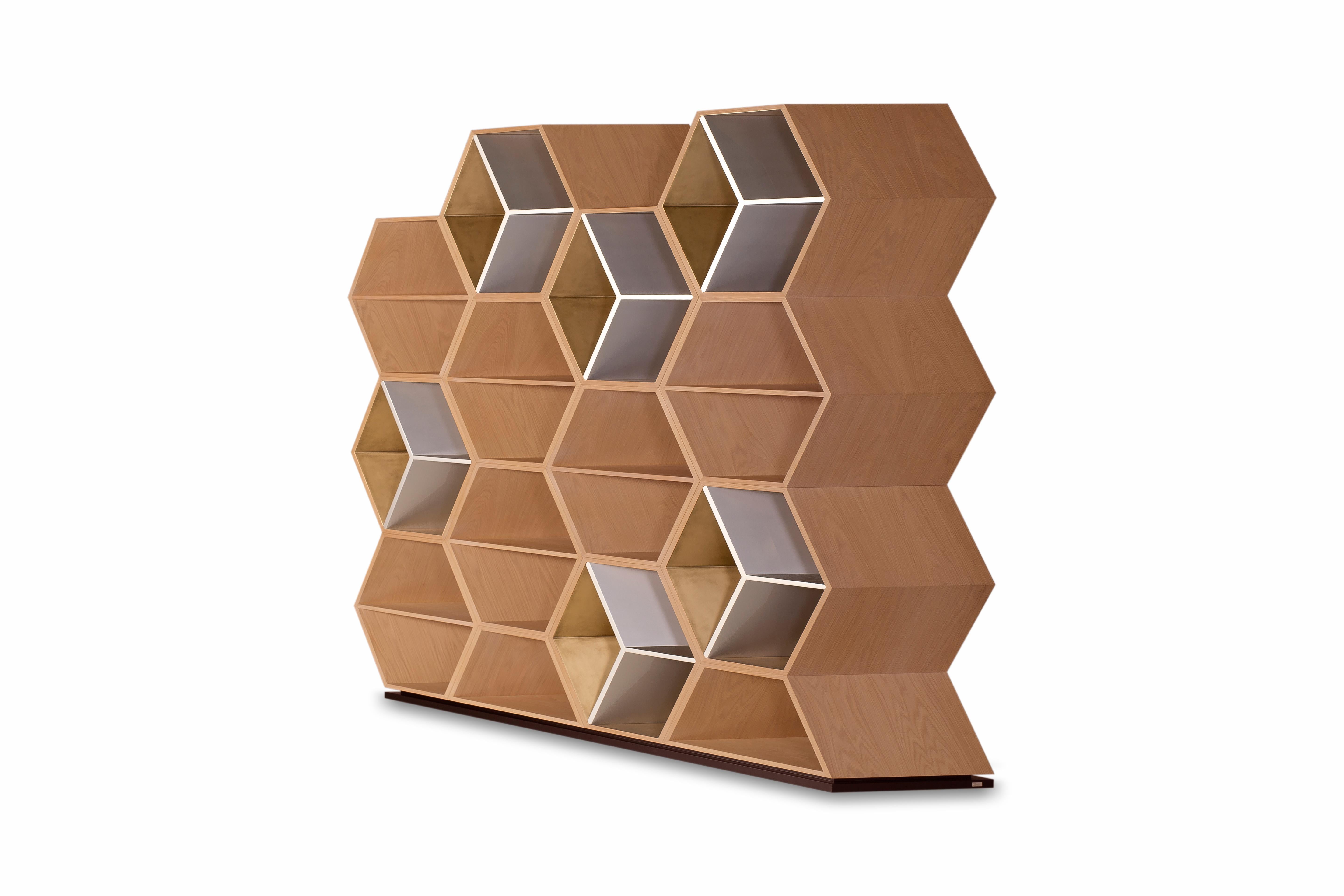 Modern Hobart Bookcase, Walnut Veneer, Handmade in Portugal by