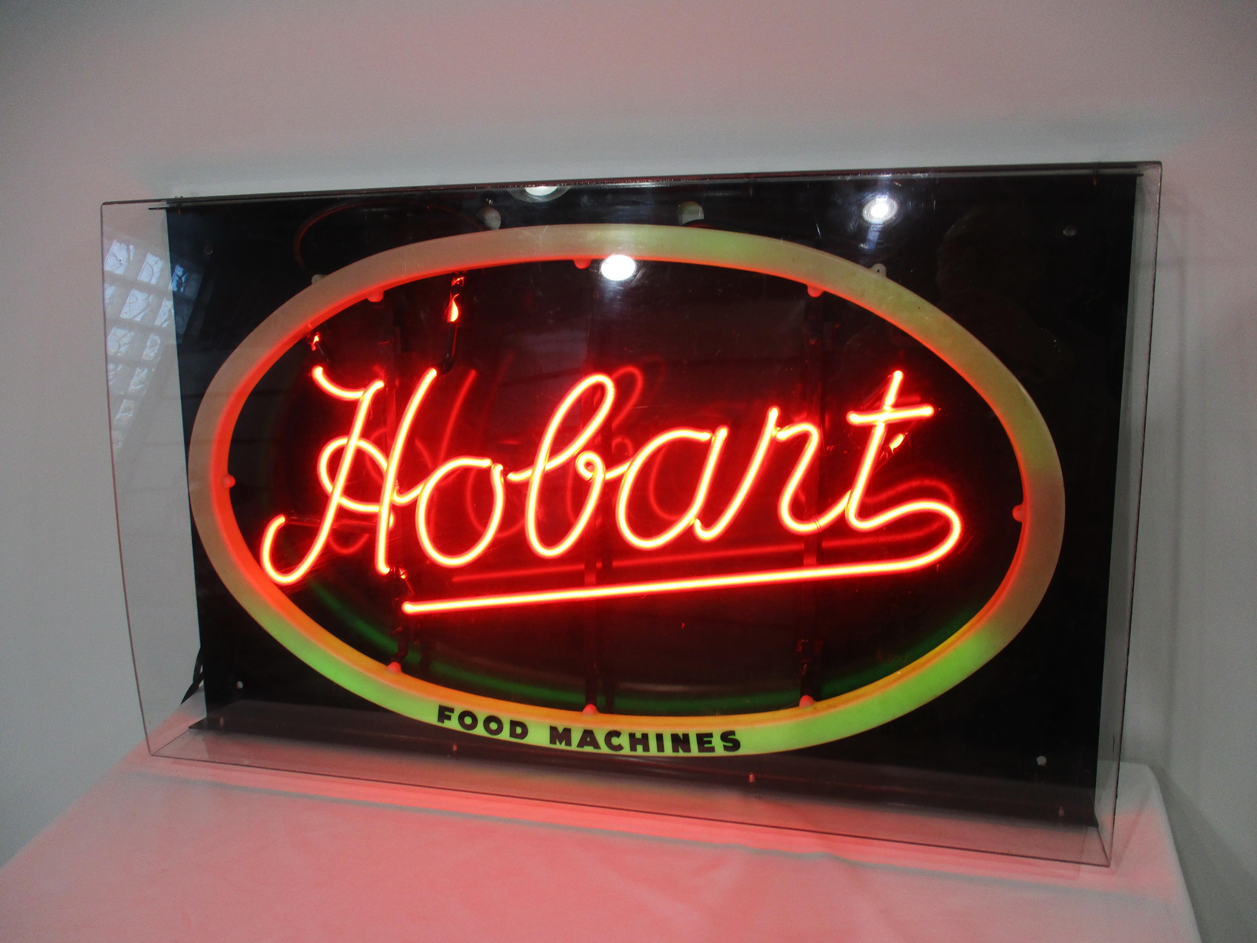 Cartel de neón de las máquinas de cocina Hobart Mid Century Moderno de mediados de siglo en venta