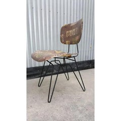 Hobart Wells Iron Hairpin and Formed Fiberglass Lounge Chair