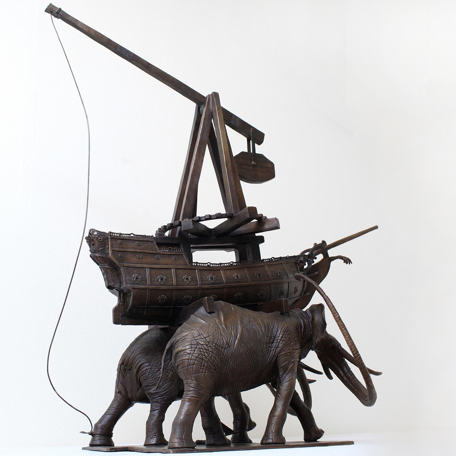 The Elephants by Hobbes Vincent. Surrealism bronze sculpture.  For Sale 2