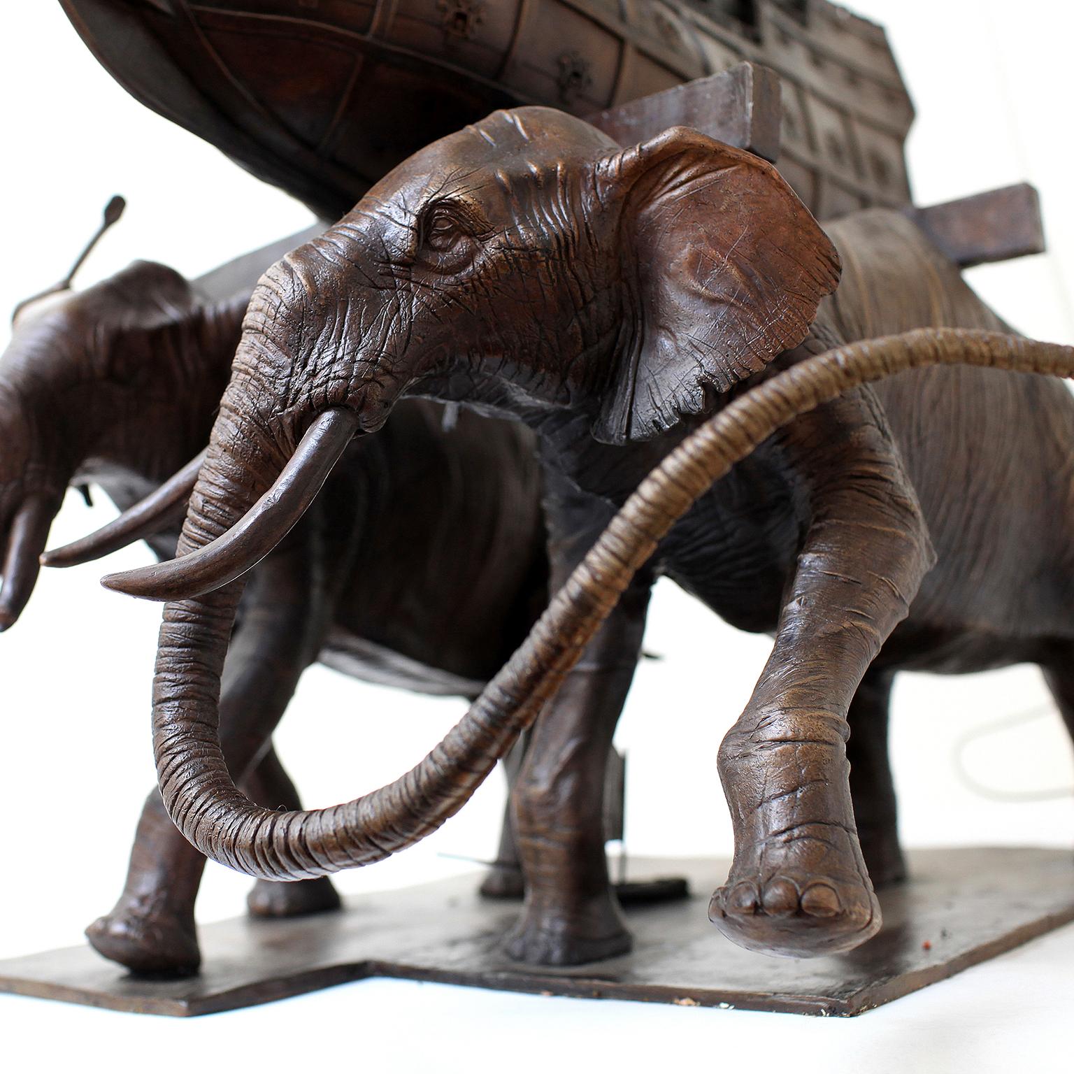 The Elephants by Hobbes Vincent. Surrealism bronze sculpture.  For Sale 4