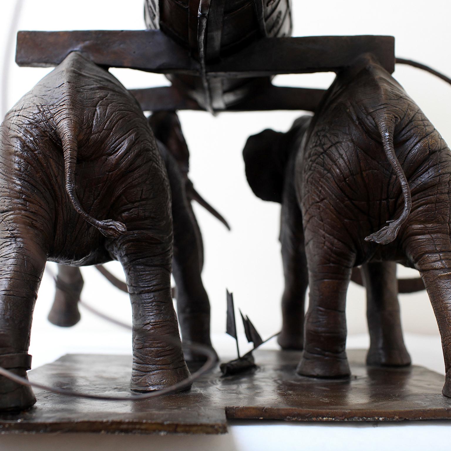 The Elephants by Hobbes Vincent. Surrealism bronze sculpture.  For Sale 5