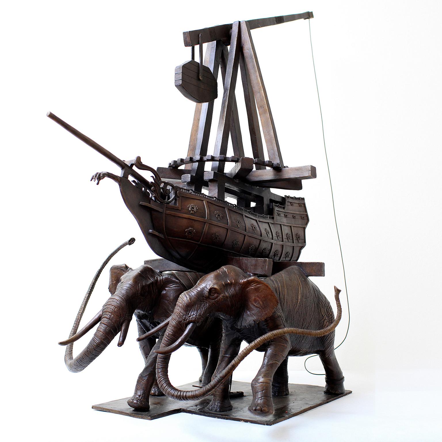 The Elephants by Hobbes Vincent. Surrealism bronze sculpture.  For Sale 1