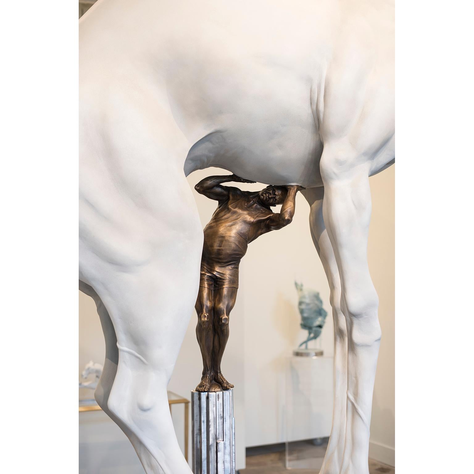 The Horse by Hobbes Vincent. Surrealism epoxy plaster resin and bronze sculpture For Sale 8