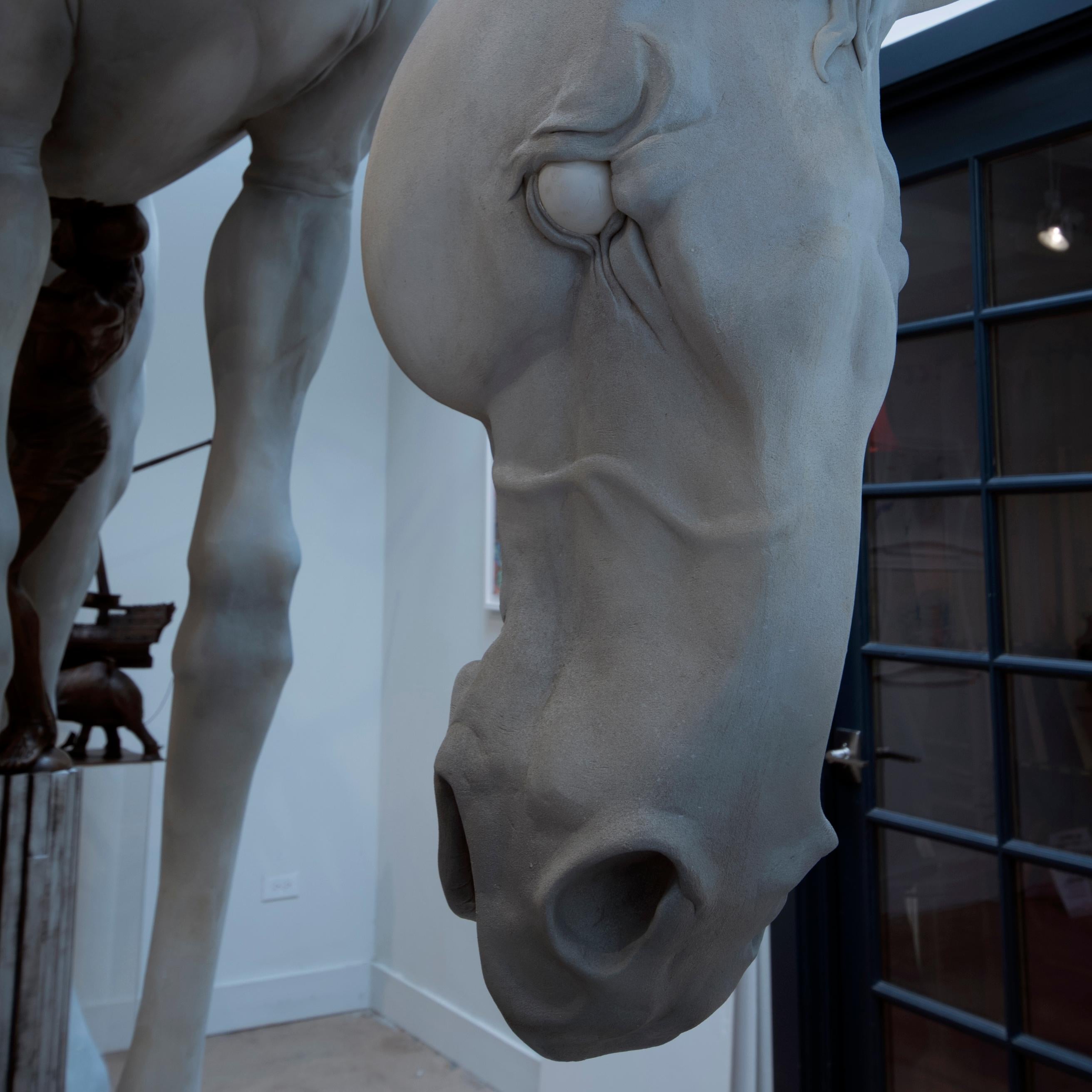The Horse by Hobbes Vincent. Surrealism epoxy plaster resin and bronze sculpture For Sale 9