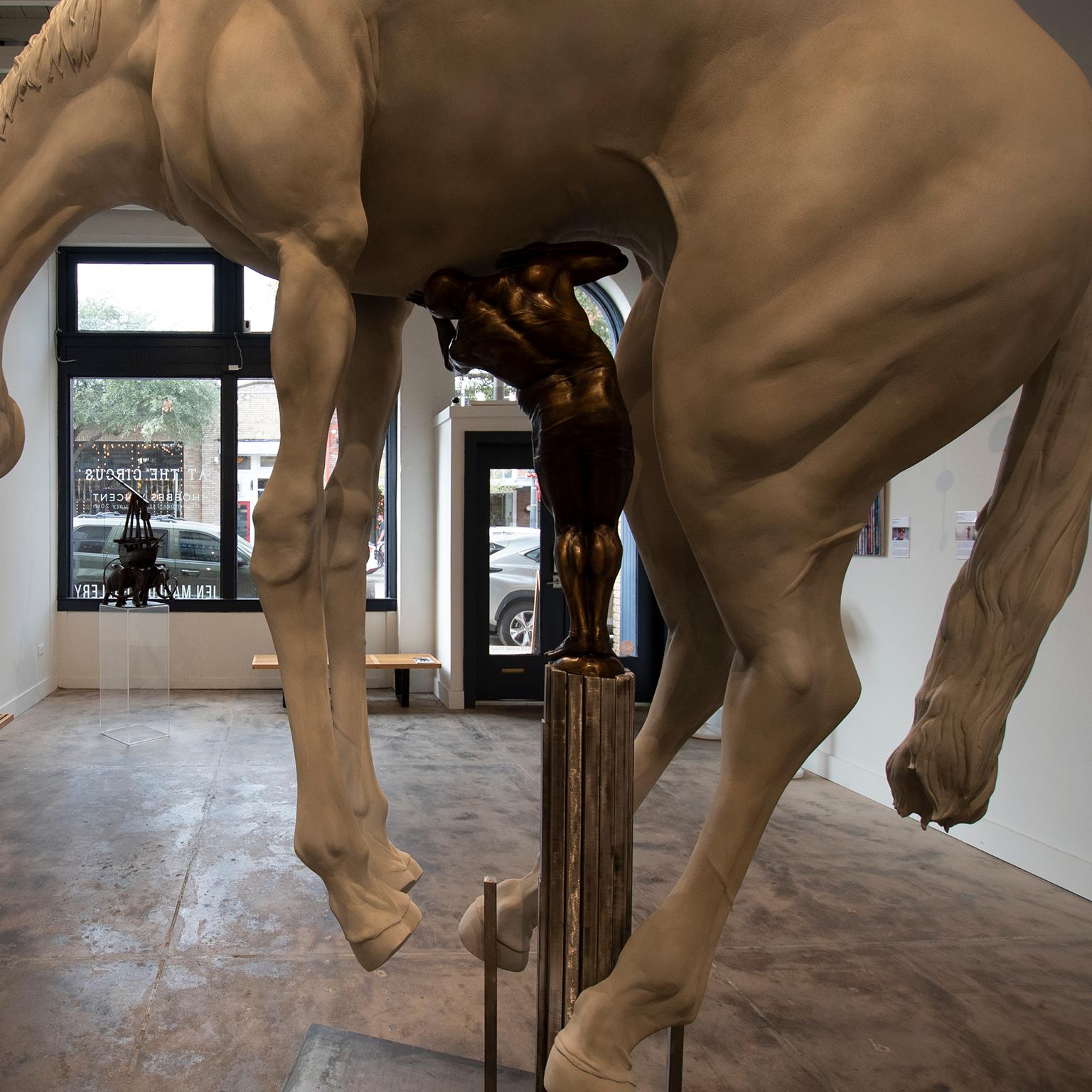 The Horse by Hobbes Vincent. Surrealism epoxy plaster resin and bronze sculpture For Sale 13