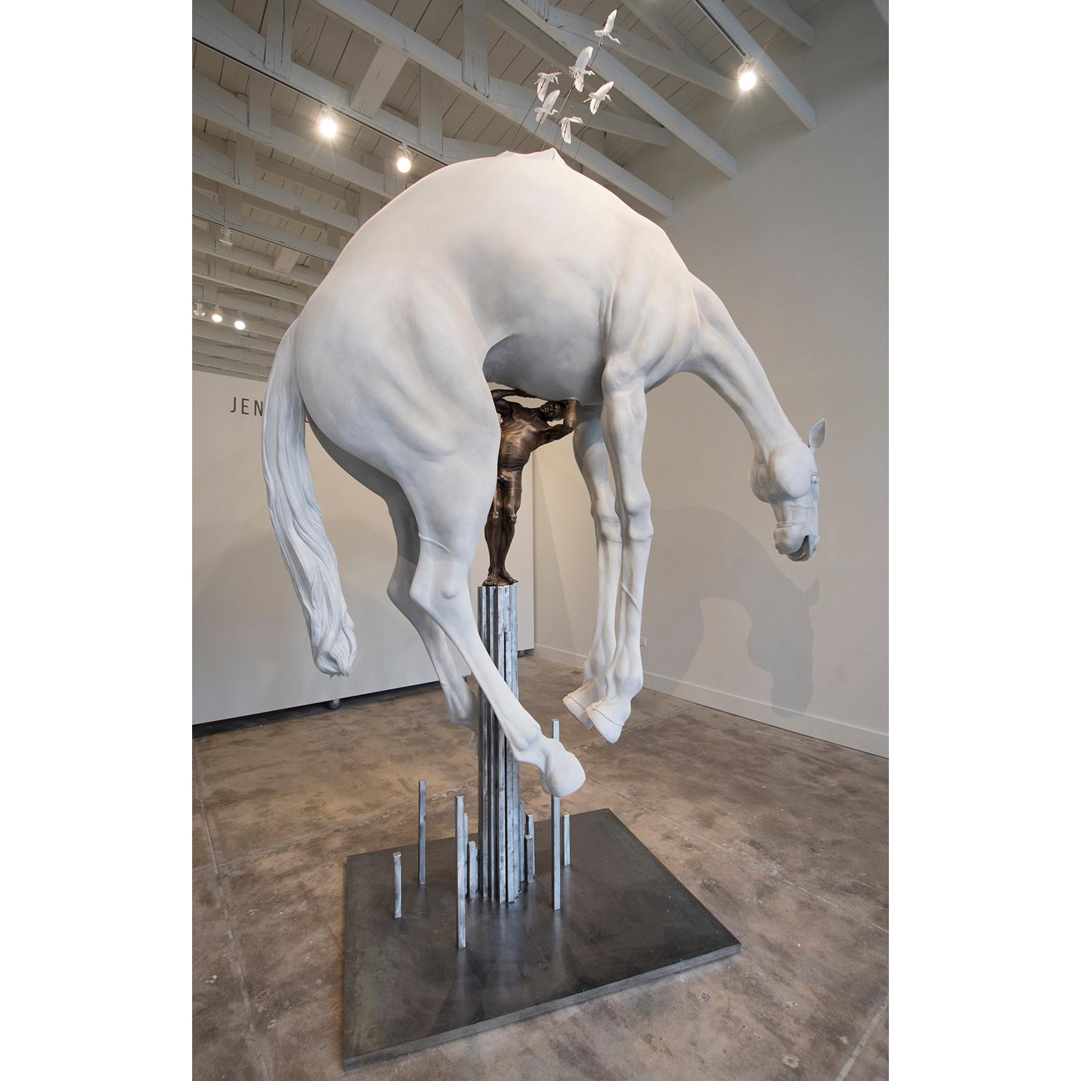 The Horse by Hobbes Vincent. Surrealism epoxy plaster resin and bronze sculpture For Sale 2