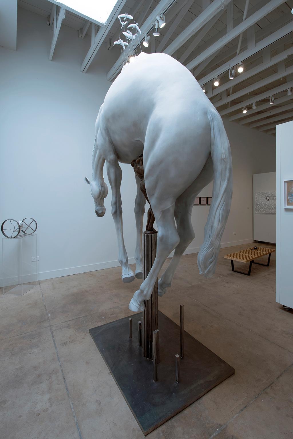 The Horse by Hobbes Vincent. Surrealism epoxy plaster resin and bronze sculpture For Sale 5