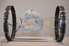 Time, 2017 by Hobbes Vincent. Surrealist steel and white plaster sculpture.
