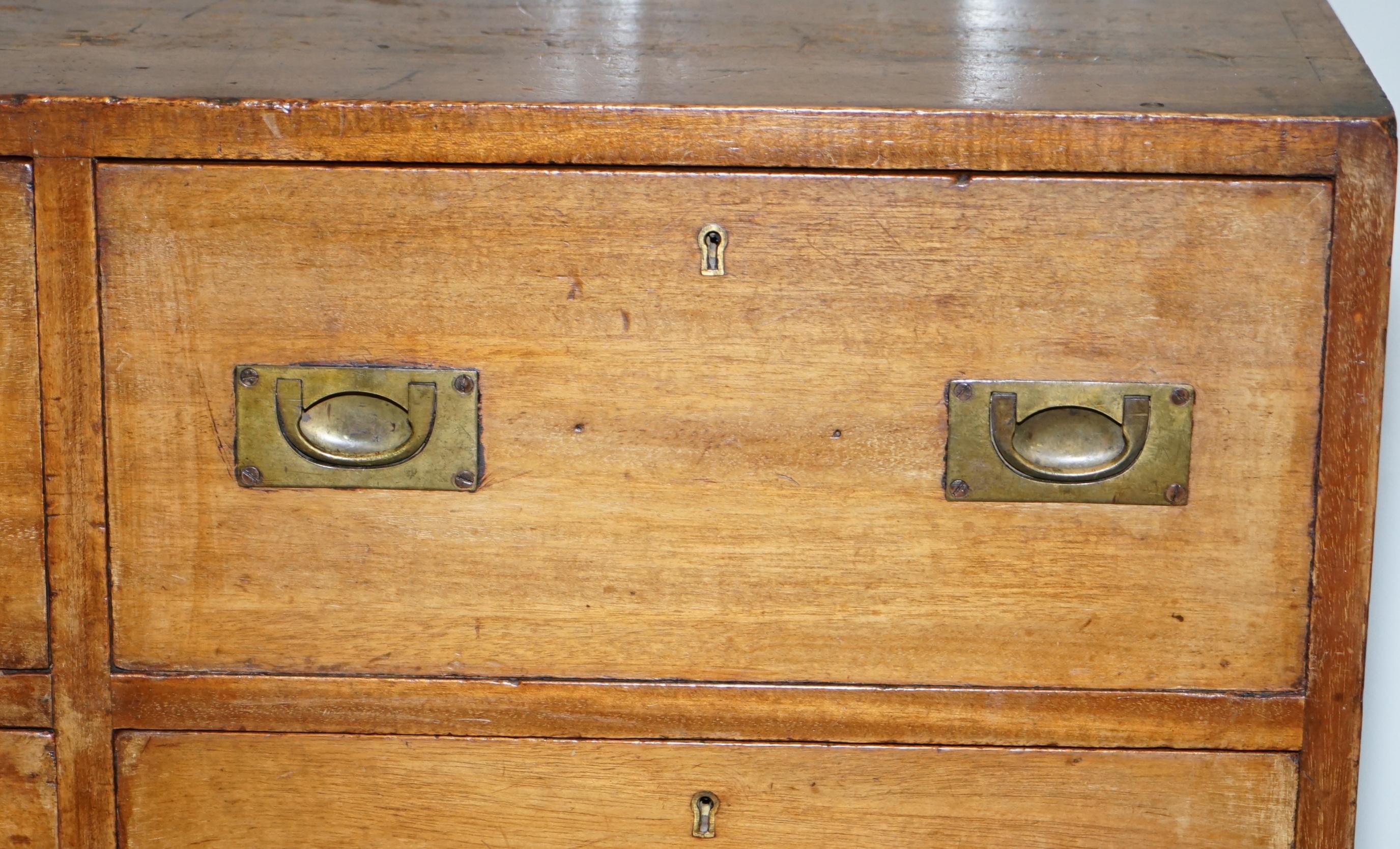 Hobbs & Co 19th Century Military Campaign Hardwood Sideboard Chest of Drawers 3