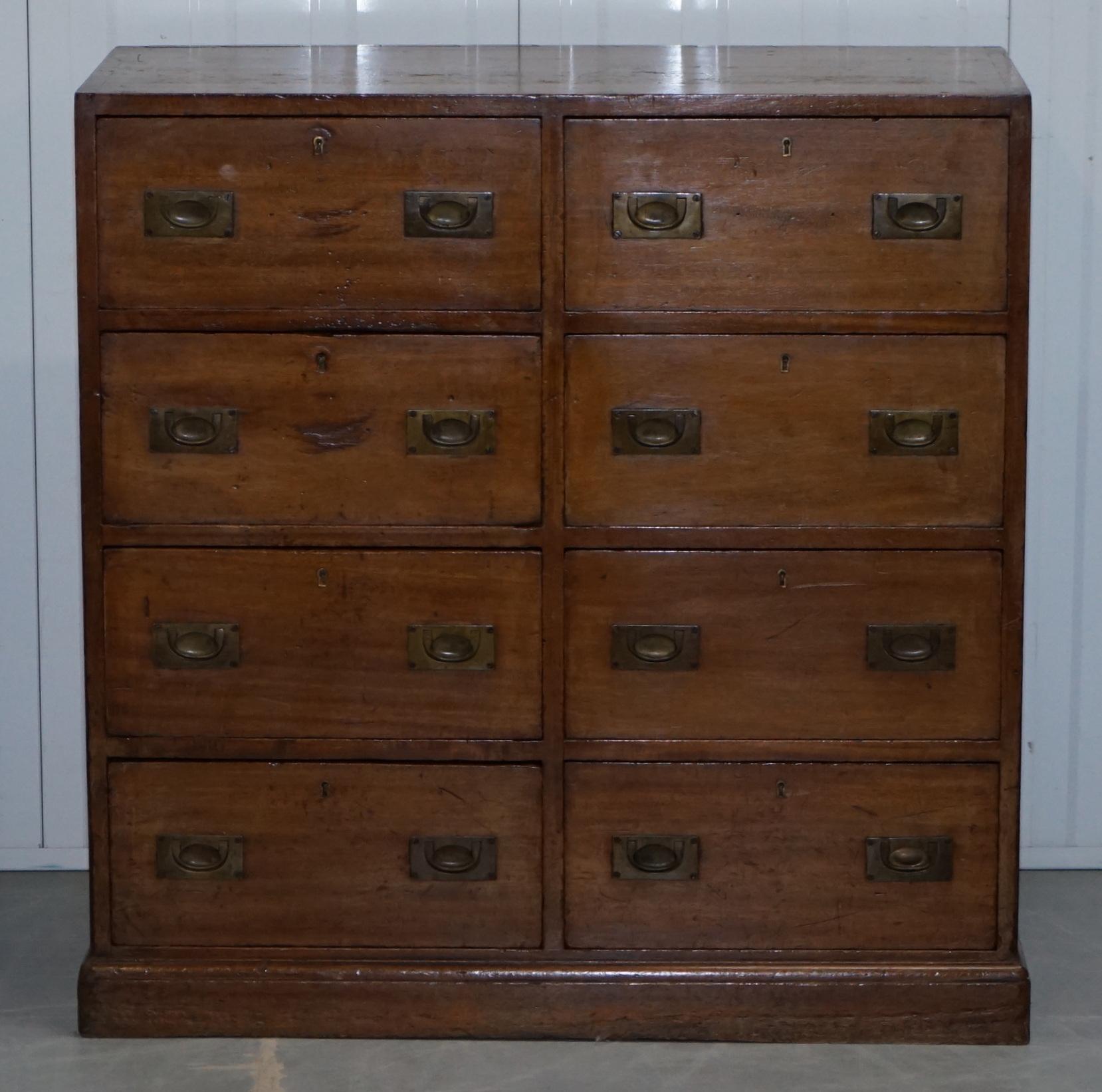 We are delighted to offer for sale this lovely very rare Military officers Campaign sideboard, chest, bank of drawers made by Hobbs & Co London

A genuine and well used old set of Campaign drawers in the sideboard style, this type of drawer never