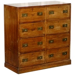 Hobbs & Co 19th Century Military Campaign Hardwood Sideboard Chest of Drawers